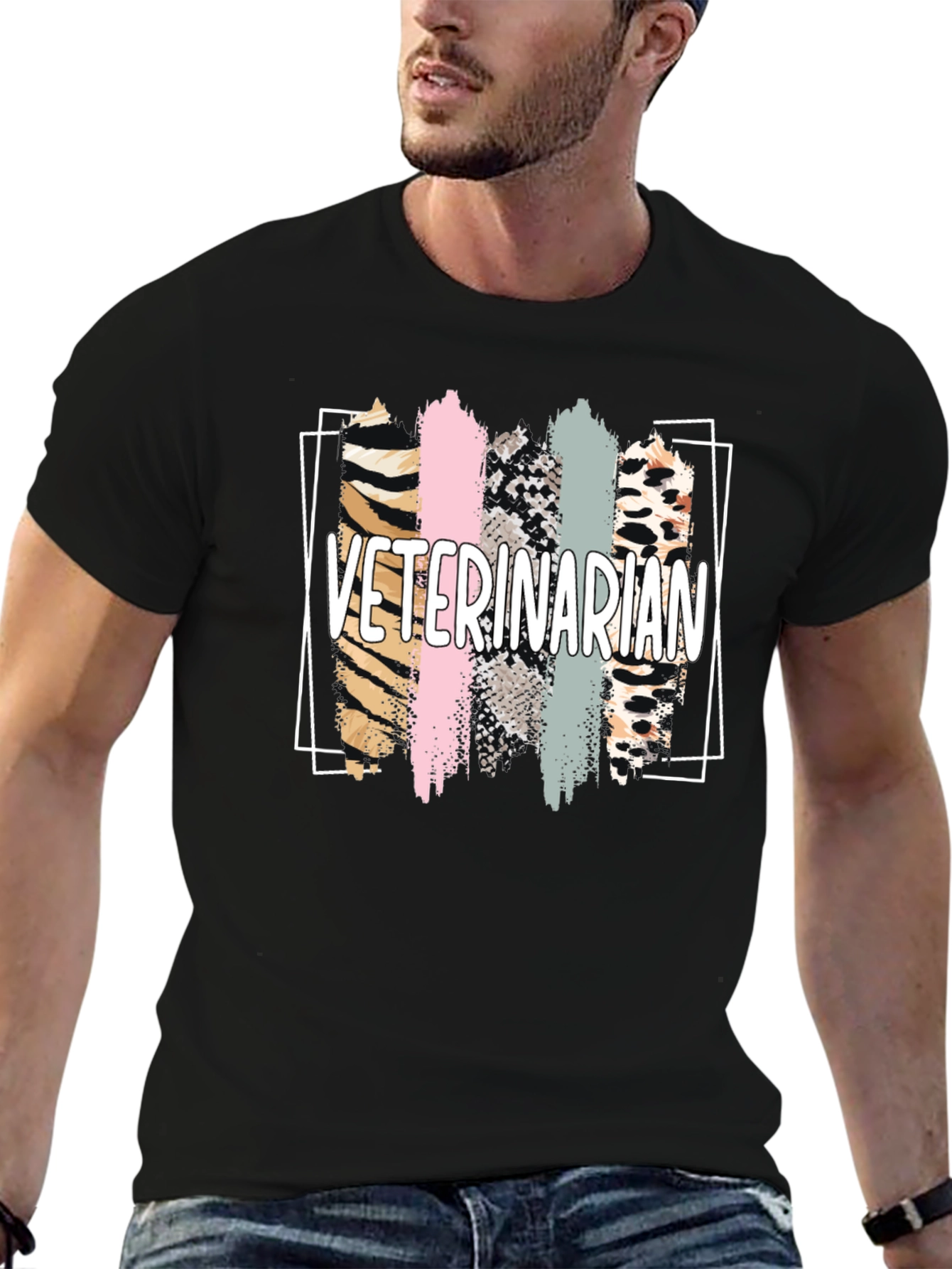Black Veterinarian Animal Print T-Shirt view 6