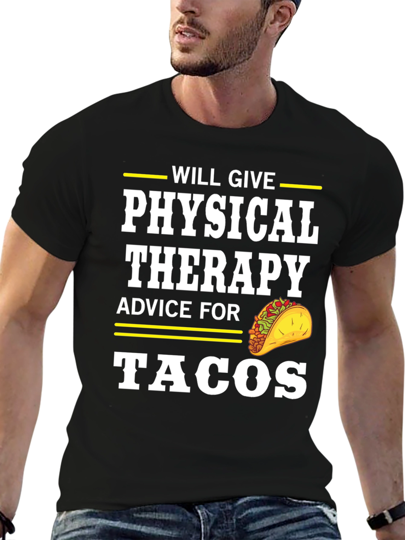 Black Physical Therapy Advice for Tacos T-Shirt view 6