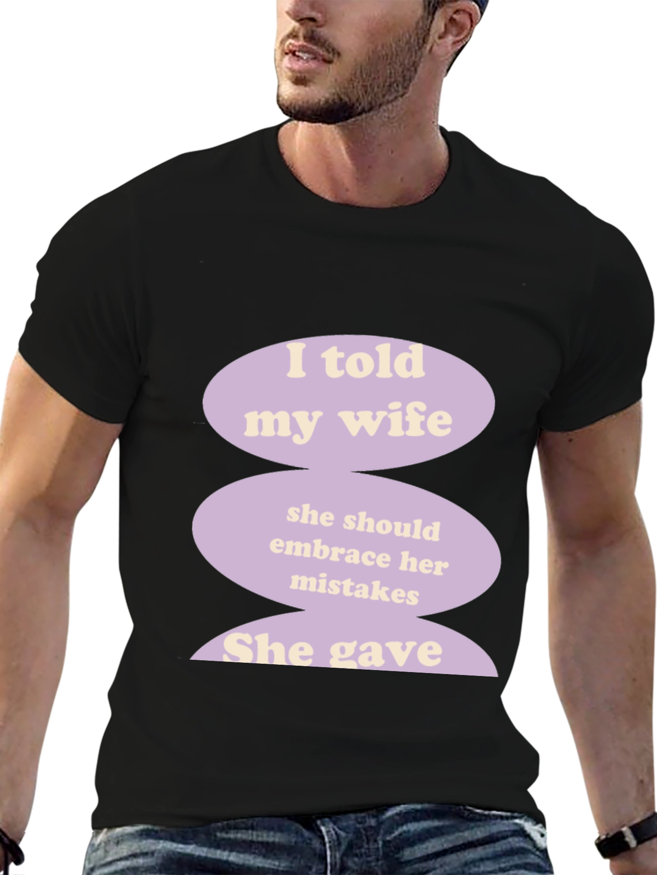 Black Humorous "I Told My Wife" Graphic T-Shirt view 6
