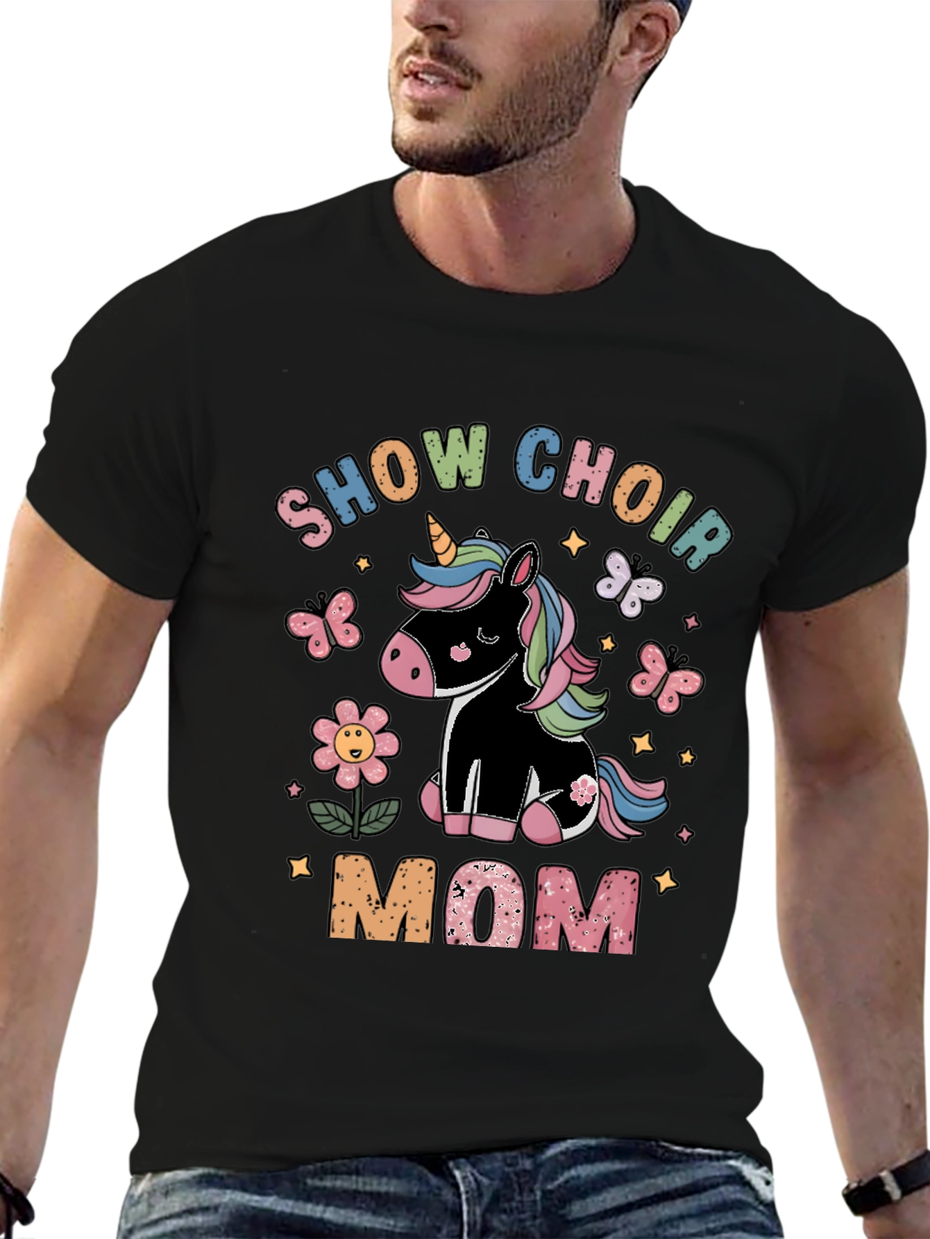 Black Show Choir Mom Unicorn T-Shirt view 6