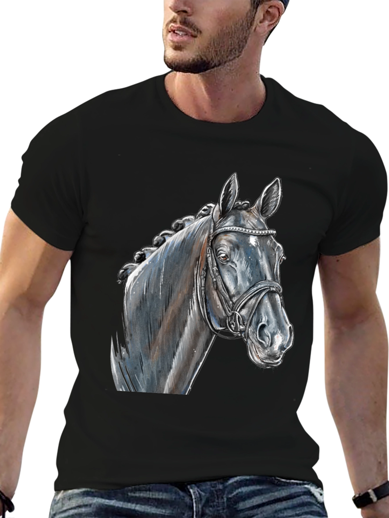 Black Black Horse Graphic Tee - Equestrian Style view 6