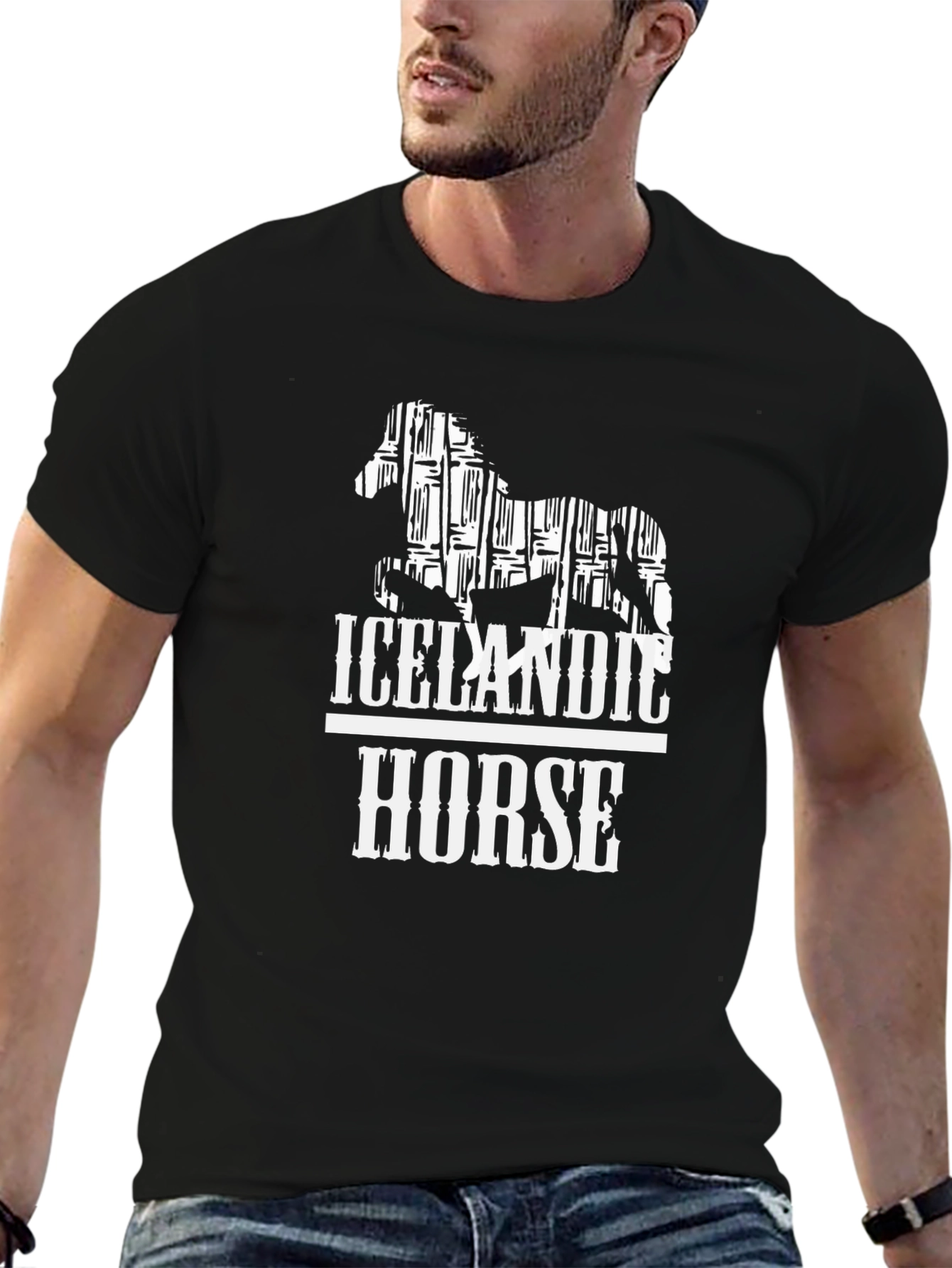 Black Icelandic Horse Graphic Tee - Stylish Black T-Shirt view 6