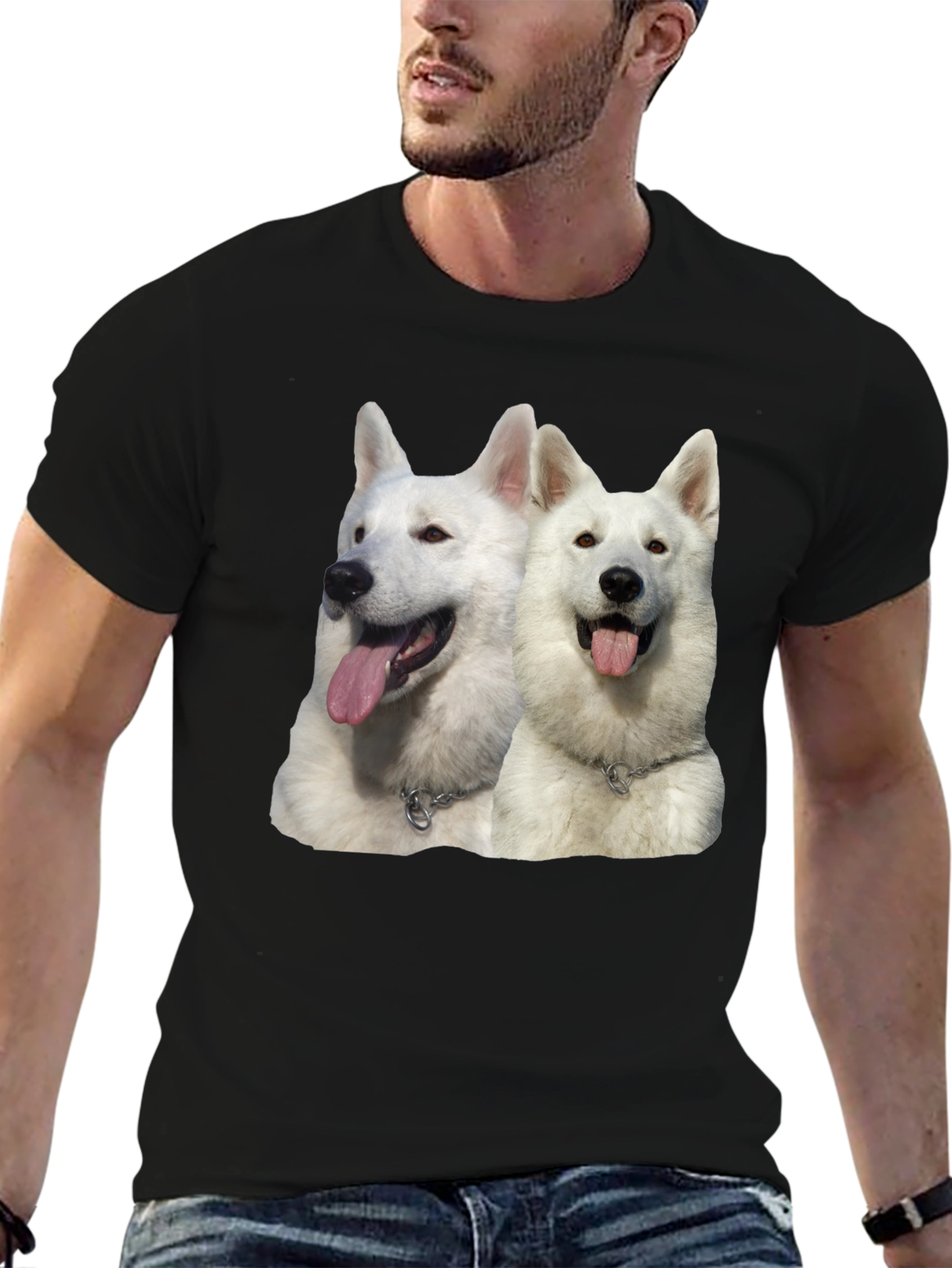 Black White Dog Graphic Black T-Shirt view 6