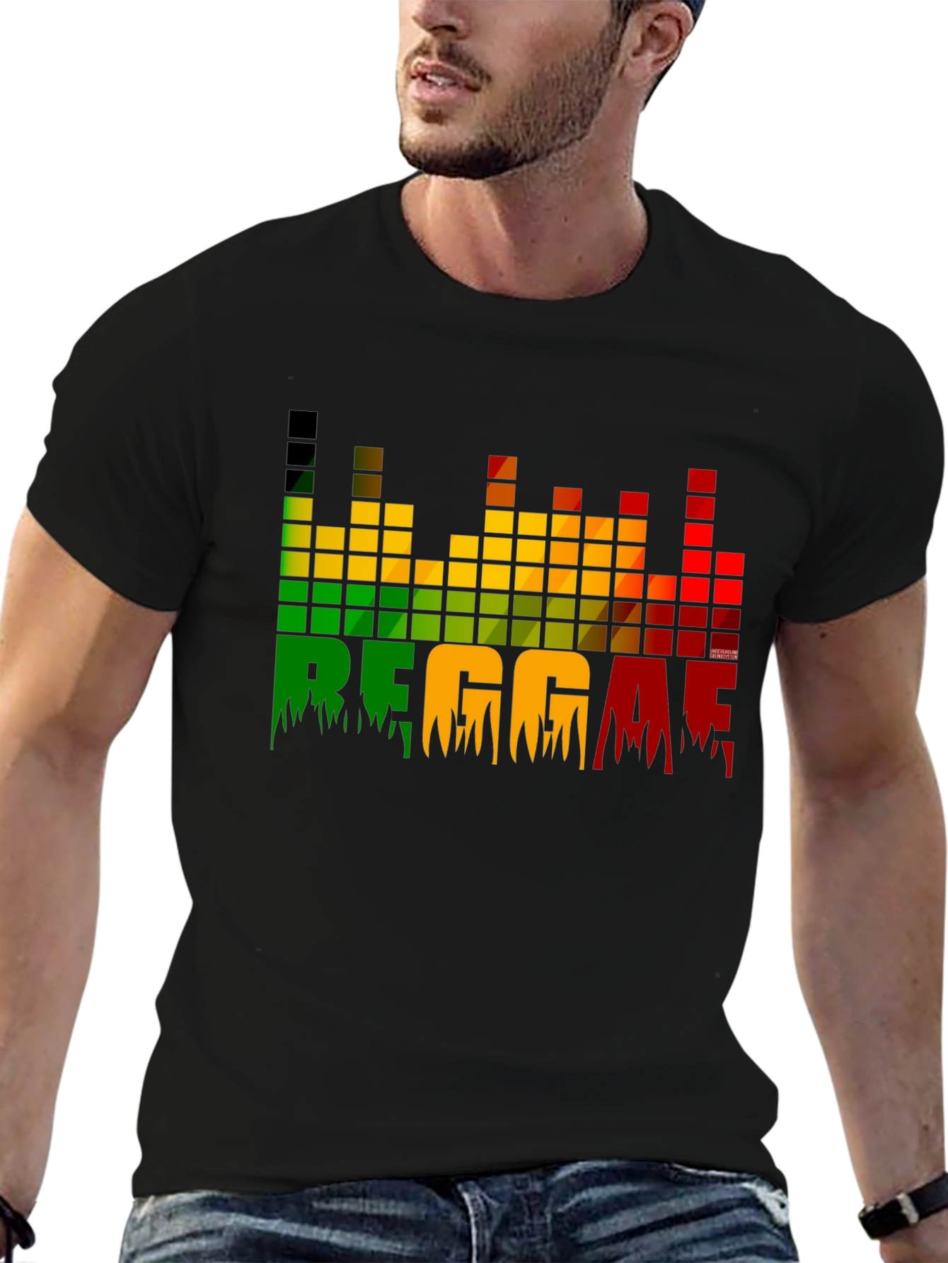 Black Reggae Graphic Tee - Rasta Music Lover Shirt view 6
