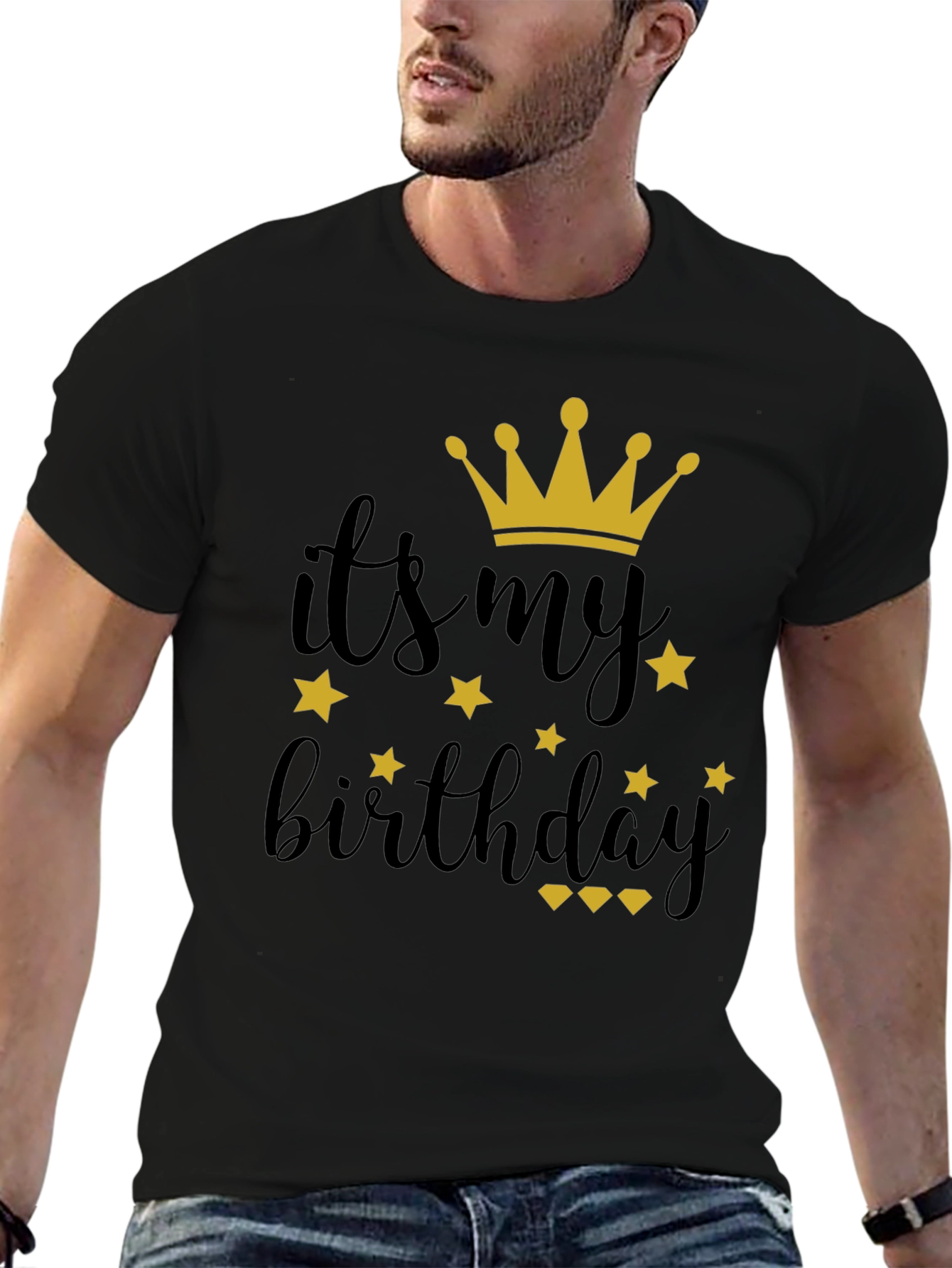 It's My Birthday Shirt - Black Tee with Gold Crown - 6