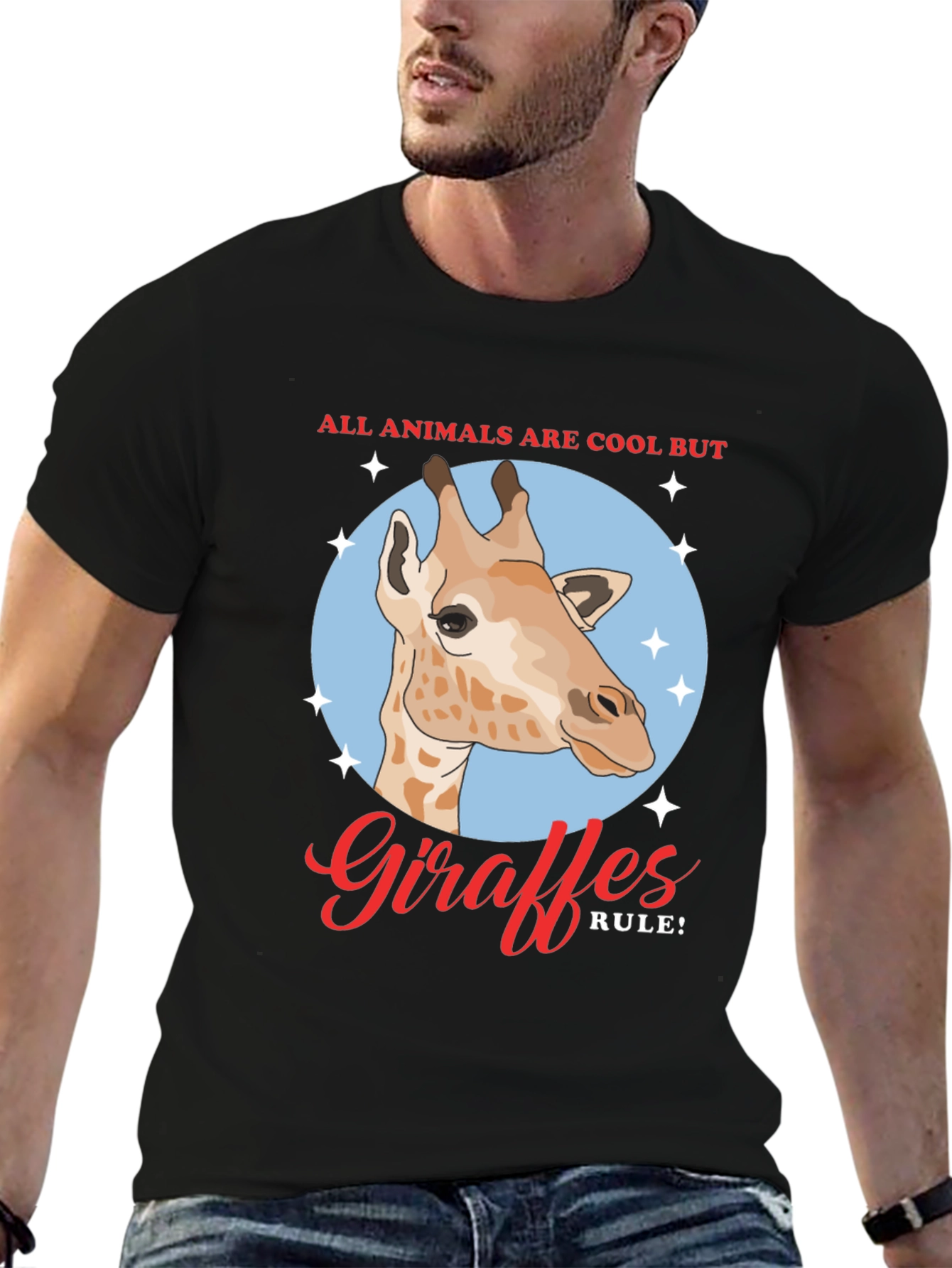 Black Giraffe Rule! Men's Graphic T-Shirt view 6