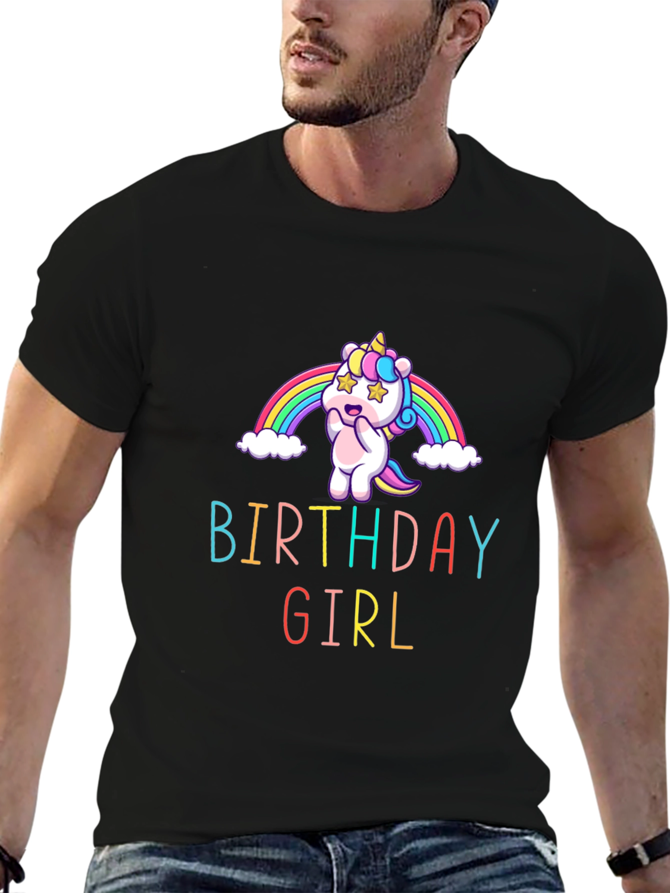 Black Birthday Girl Unicorn Graphic Tee view 6