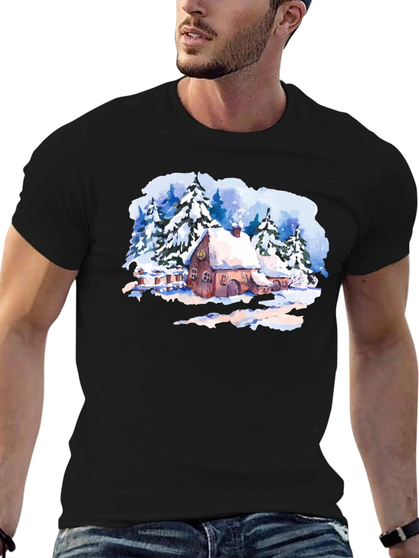 Winter Cabin Graphic T-Shirt - 6