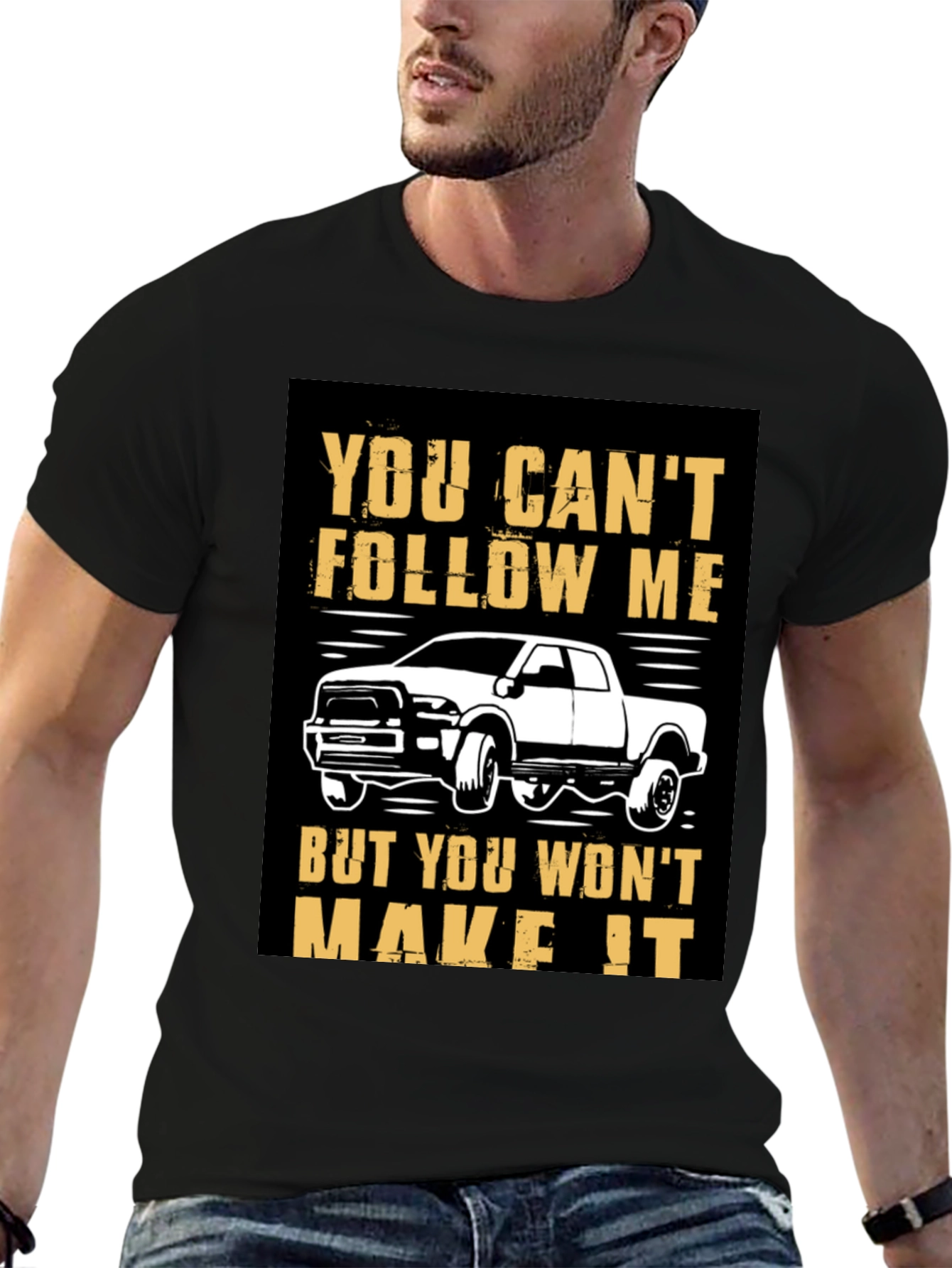 Black You Can't Follow Me Black Graphic T-Shirt view 6