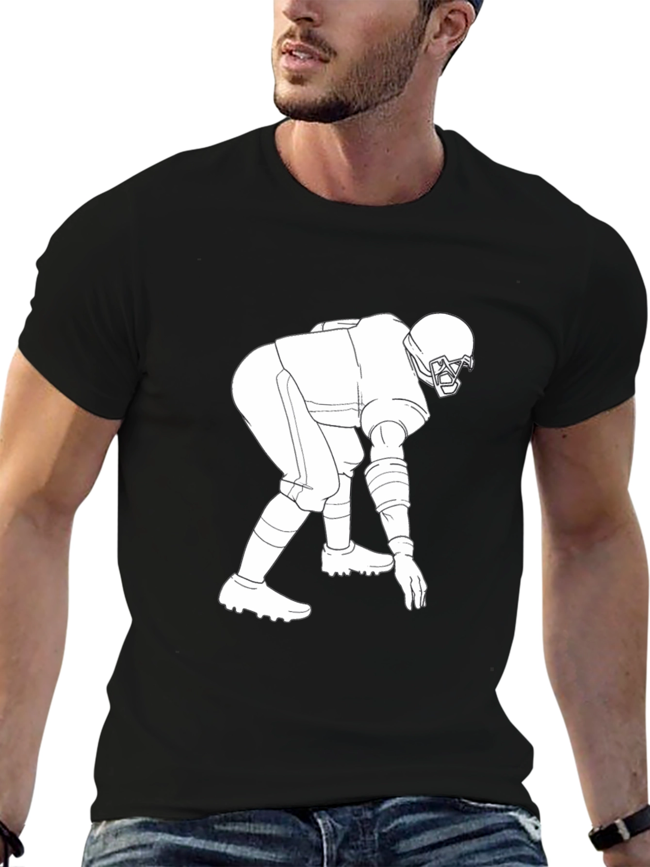 Black Football Player Graphic Tee - Black view 6