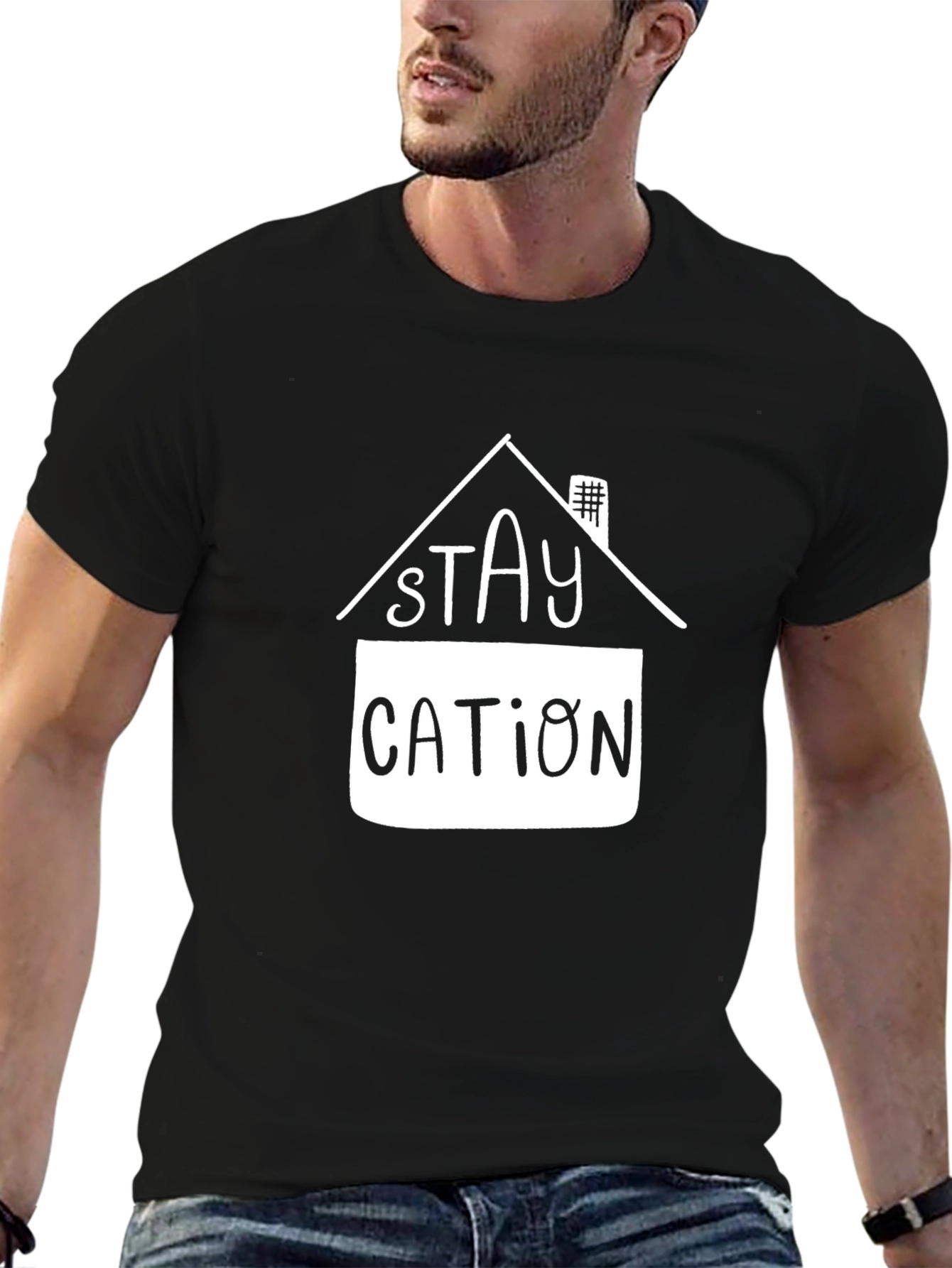 Black Staycation Graphic Tee - Relax at Home! view 6