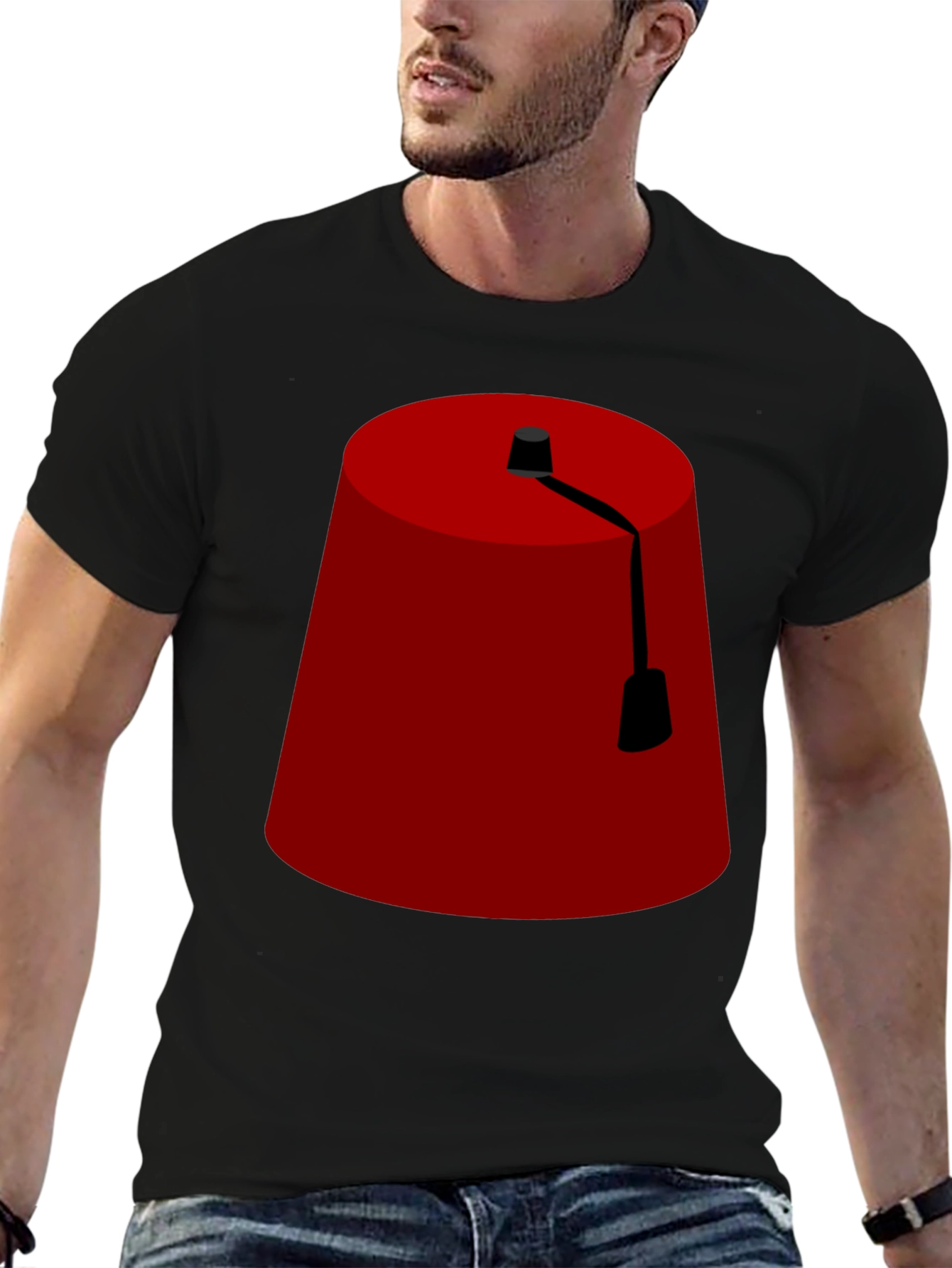 Black Fun Fez T-Shirt - Novelty Hat Graphic Tee view 6