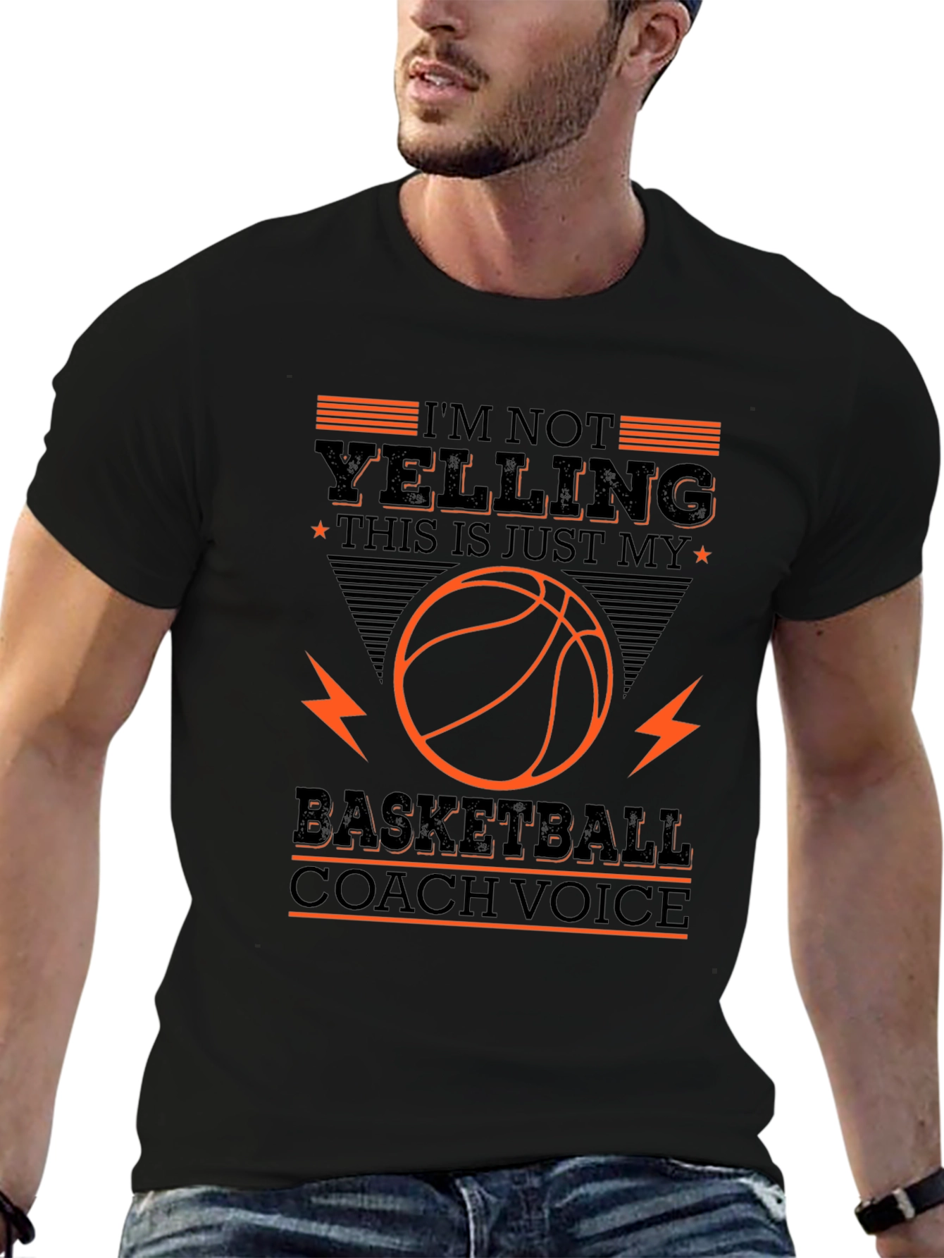 Black Basketball Coach Voice T-Shirt view 6