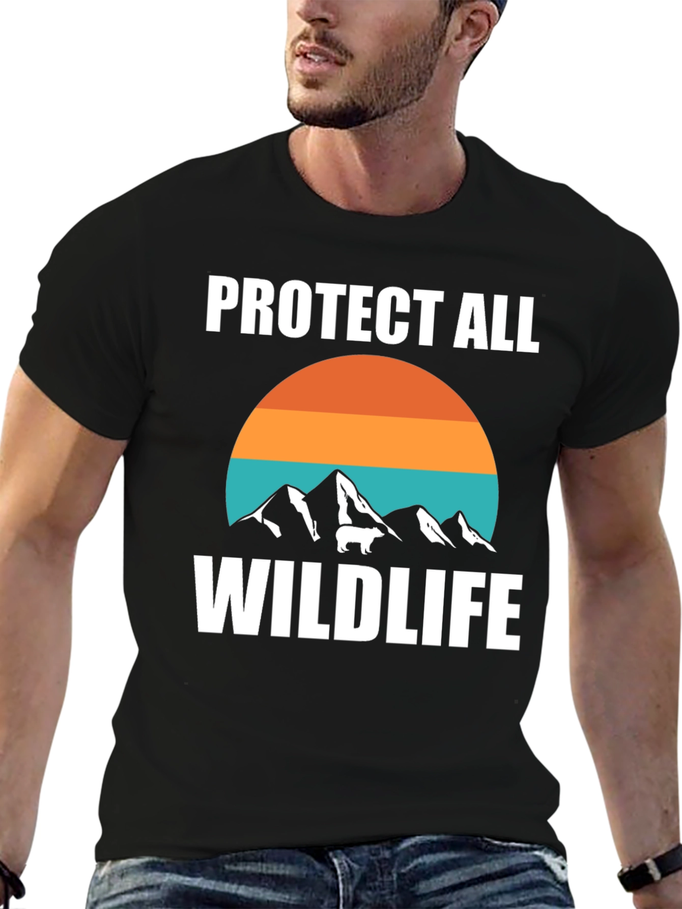Black Protect All Wildlife Graphic T-Shirt view 6