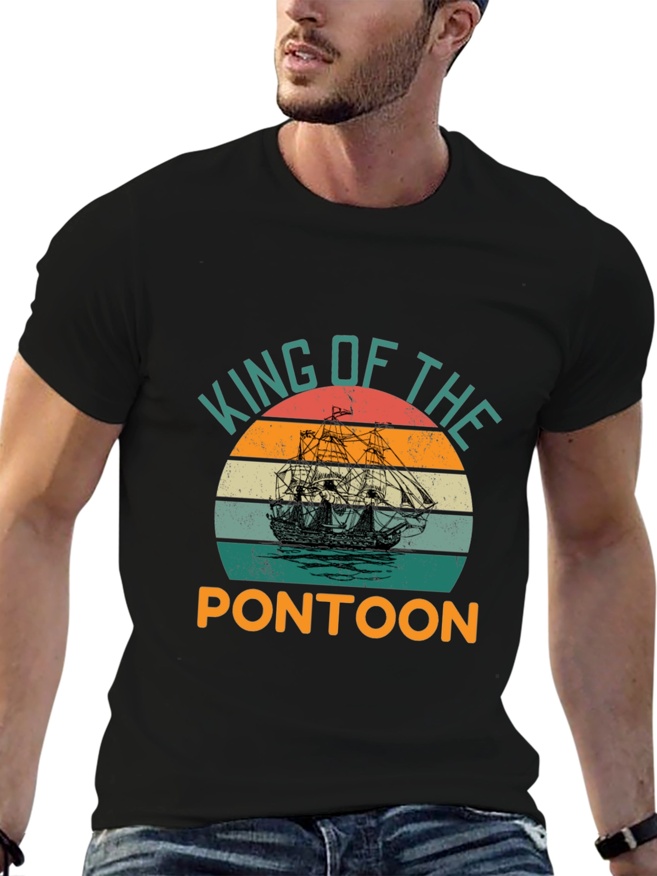 Black King of the Pontoon Graphic T-Shirt view 6