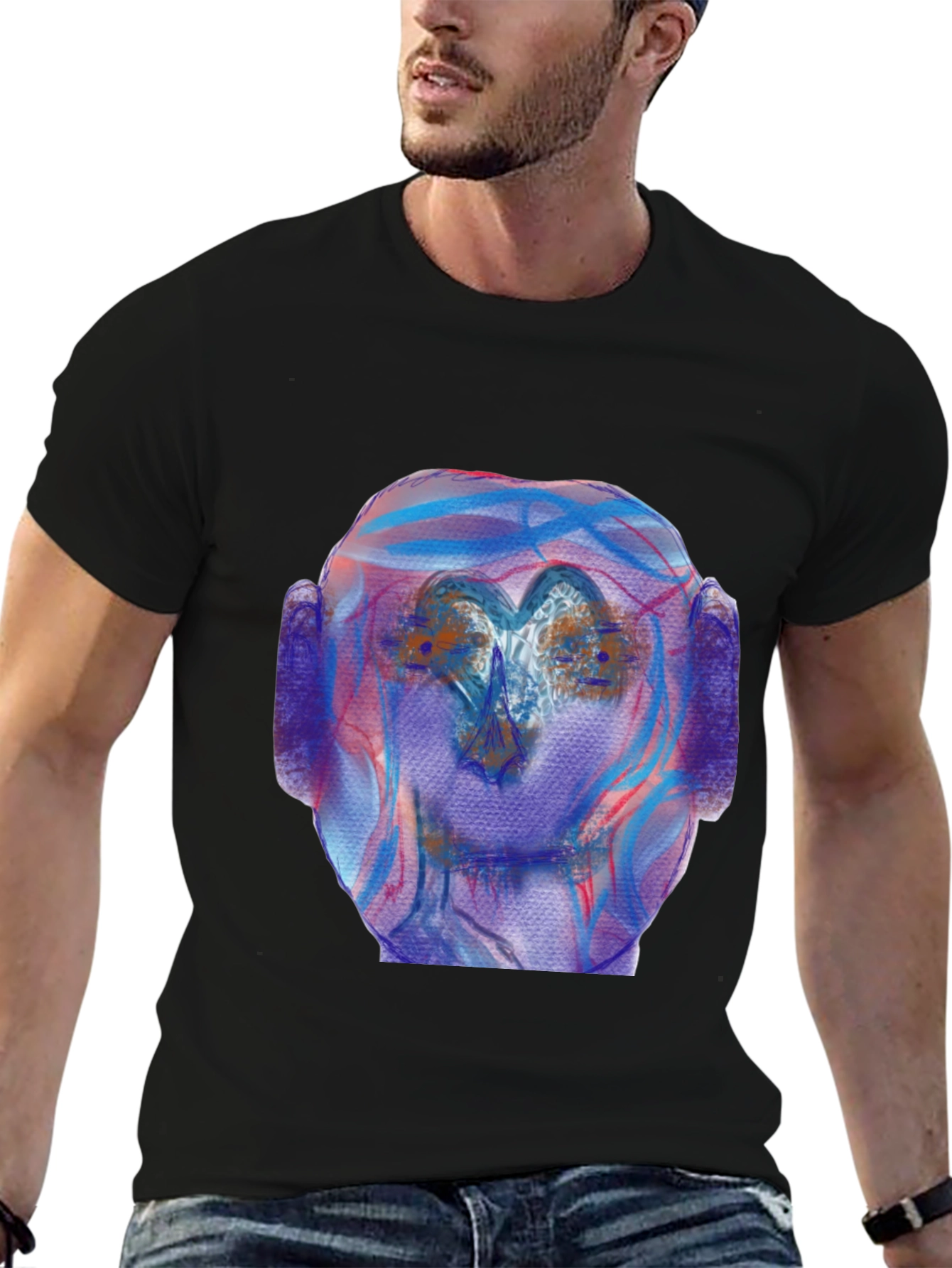 Black Abstract Art Tee - Unique Graphic Print Shirt view 6