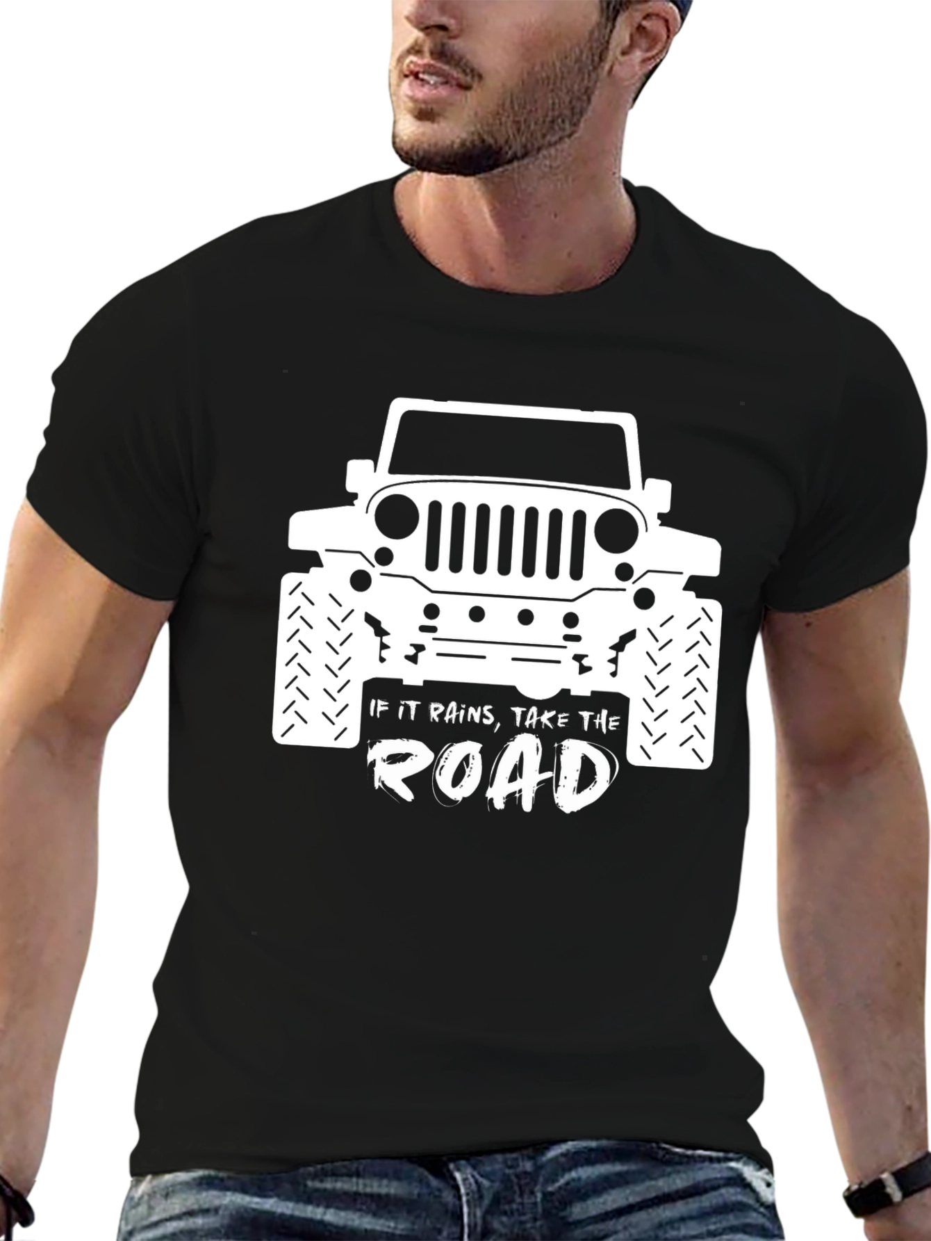 Black Off-Road Adventure T-Shirt: "Take the Road" view 6