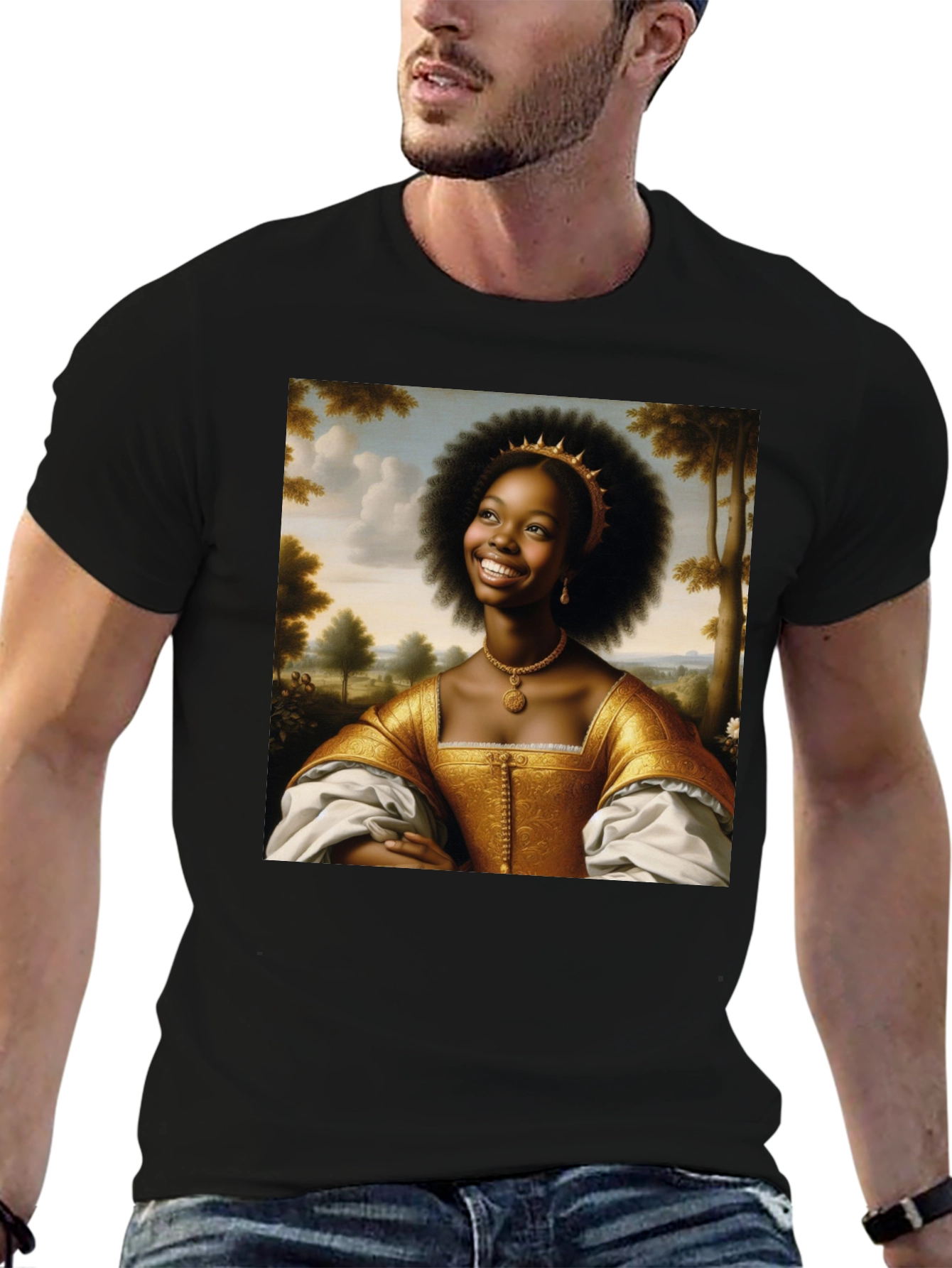 Black Renaissance Portrait Black T-Shirt view 6