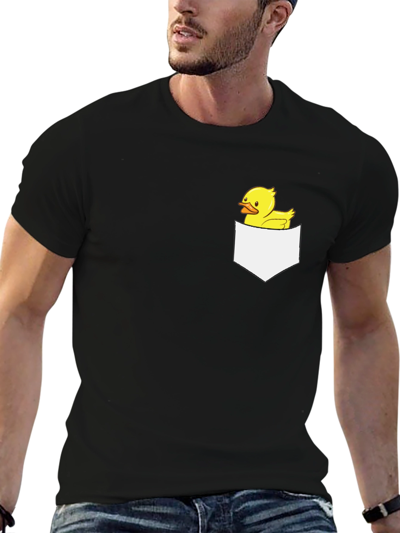 Black Duck Pocket Graphic Tee - Black Cotton T-Shirt view 6