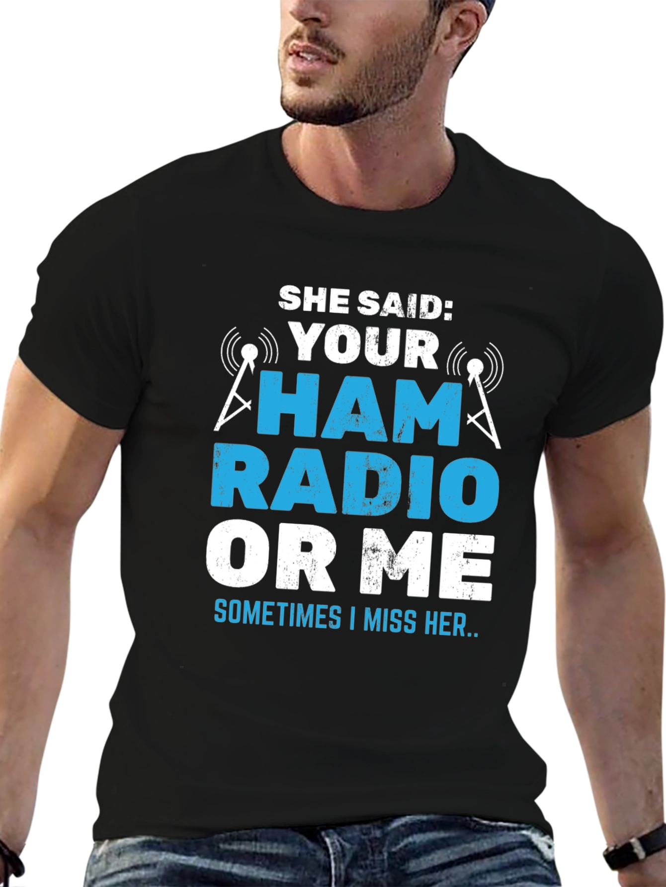 Black Ham Radio T-Shirt - She Said: Your Ham Radio or Me? view 6
