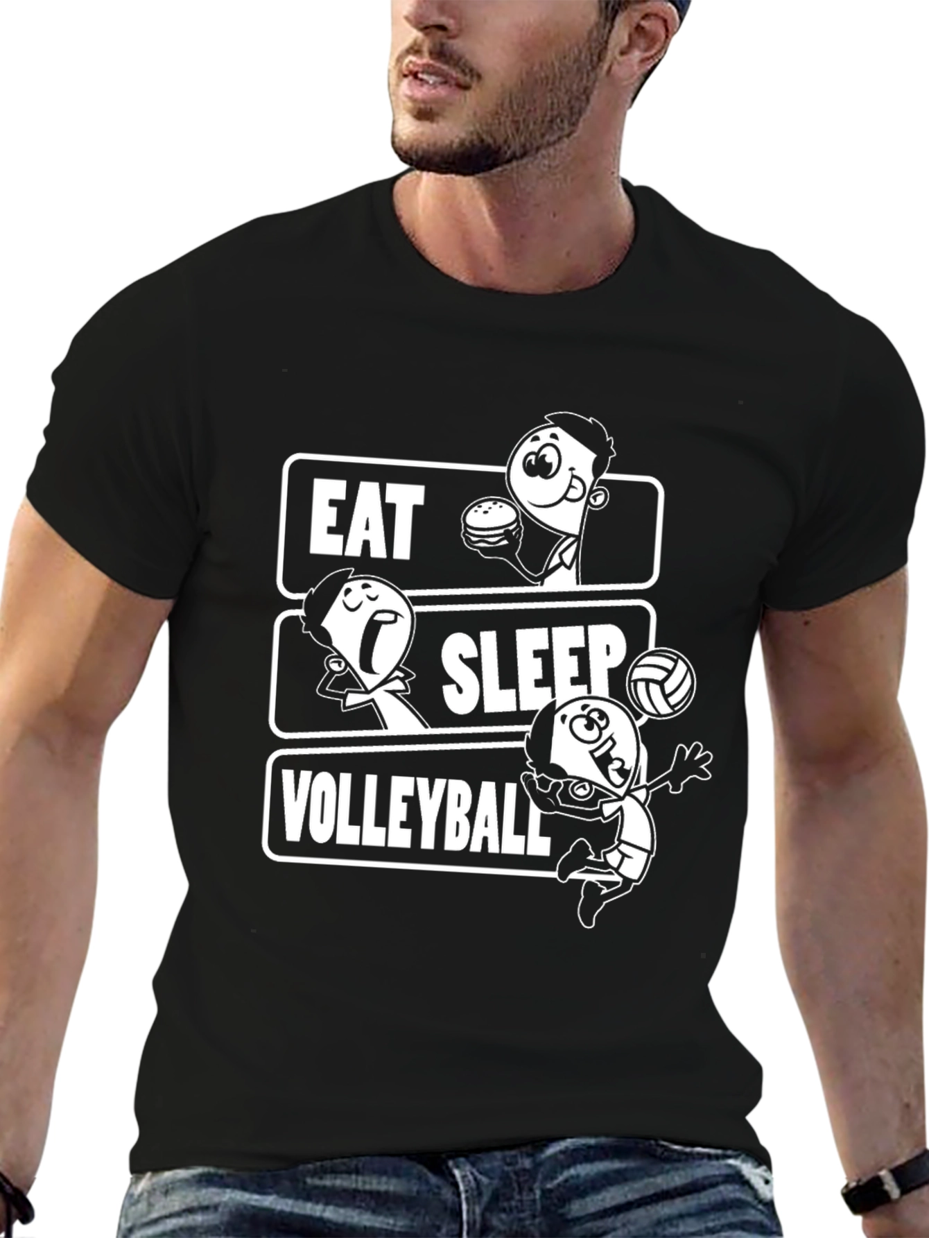 Black Eat Sleep Volleyball Black Graphic Tee view 6