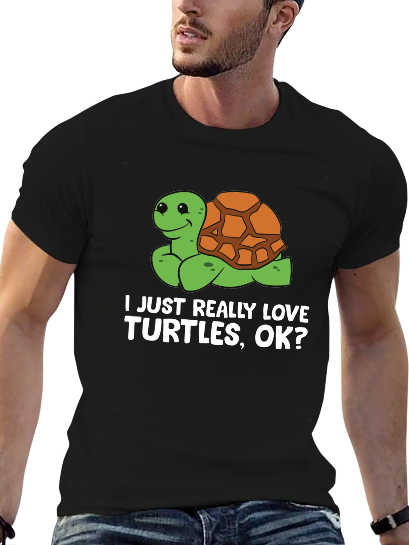 Black Turtle Lover T-Shirt: I Just Really Love Turtles, OK? view 6