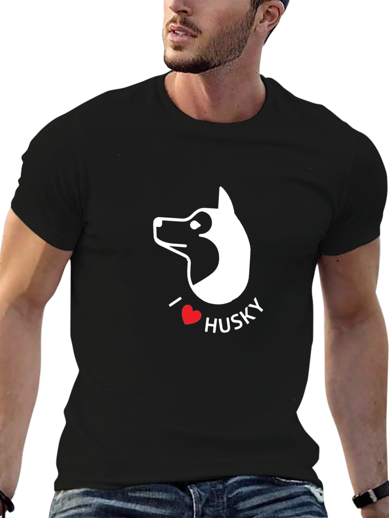 Black I Love Husky T-Shirt - Dog Lover Tee view 6