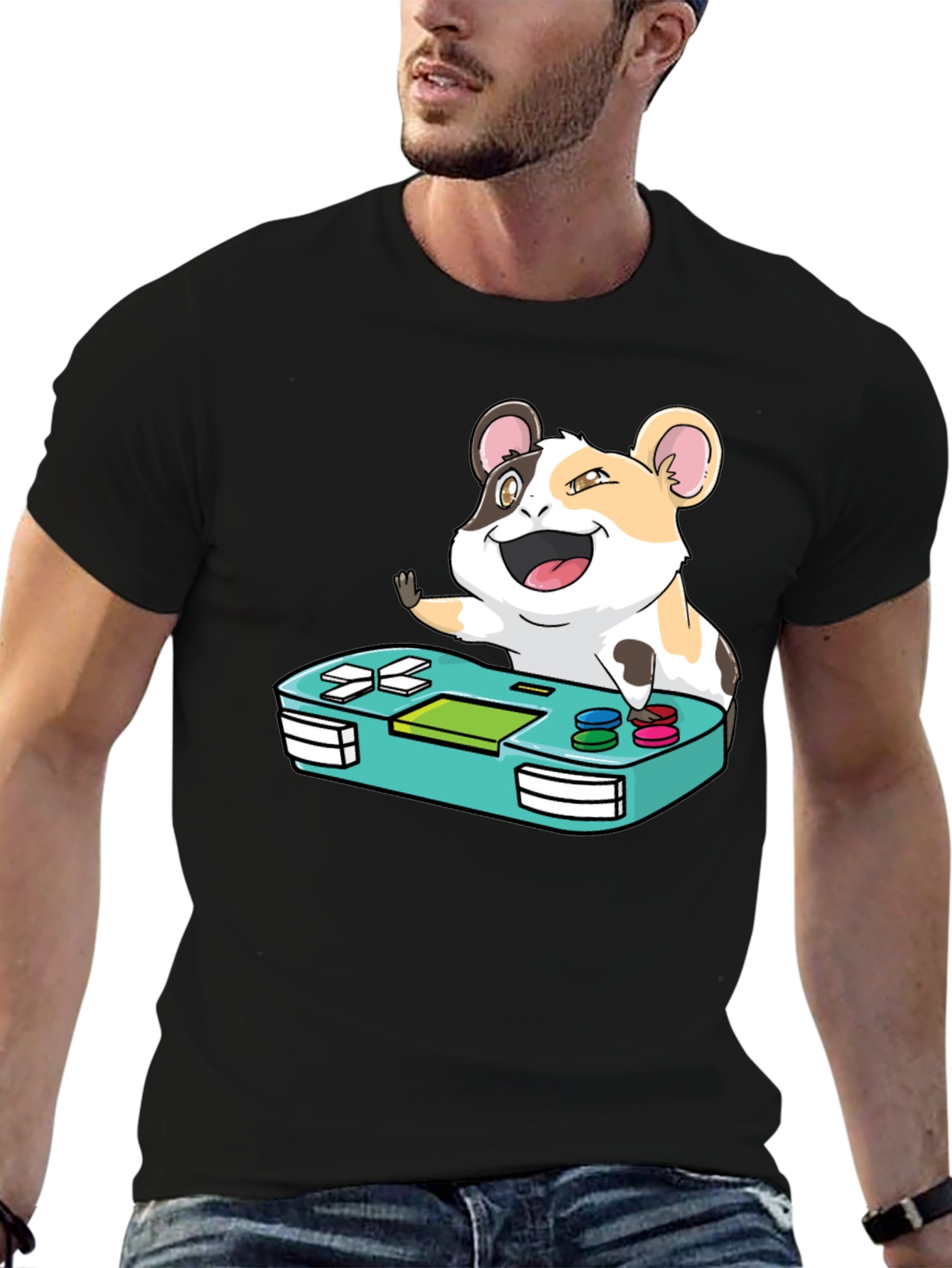 Black Hamster Gamer T-Shirt - Cute Gaming Tee view 6