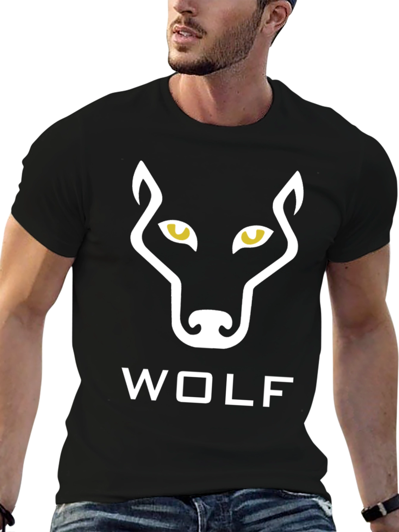 Black Wolf Graphic Print Black T-Shirt view 6