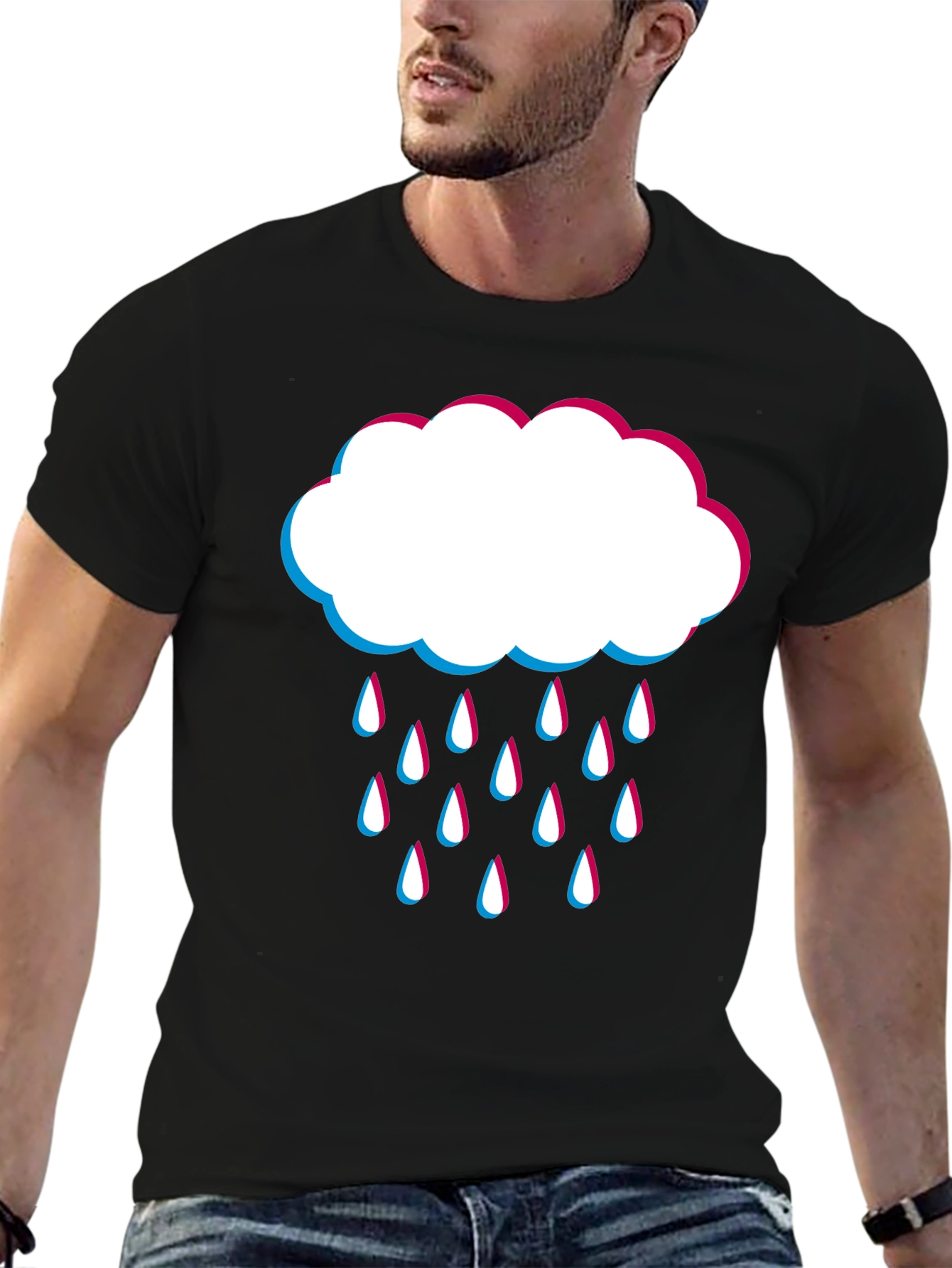 Black Rain Cloud Graphic Tee - Black Cotton Blend view 6
