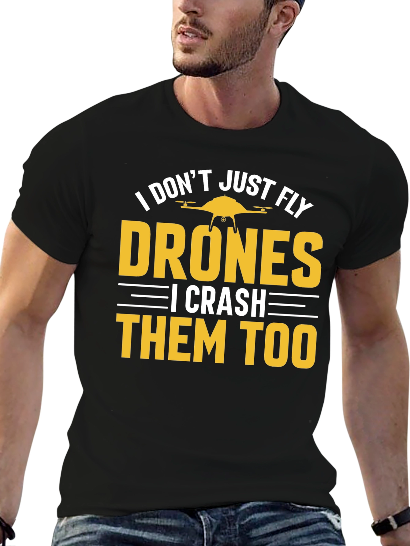 Black Funny Drone T-Shirt - I Don't Just Fly Drones view 6