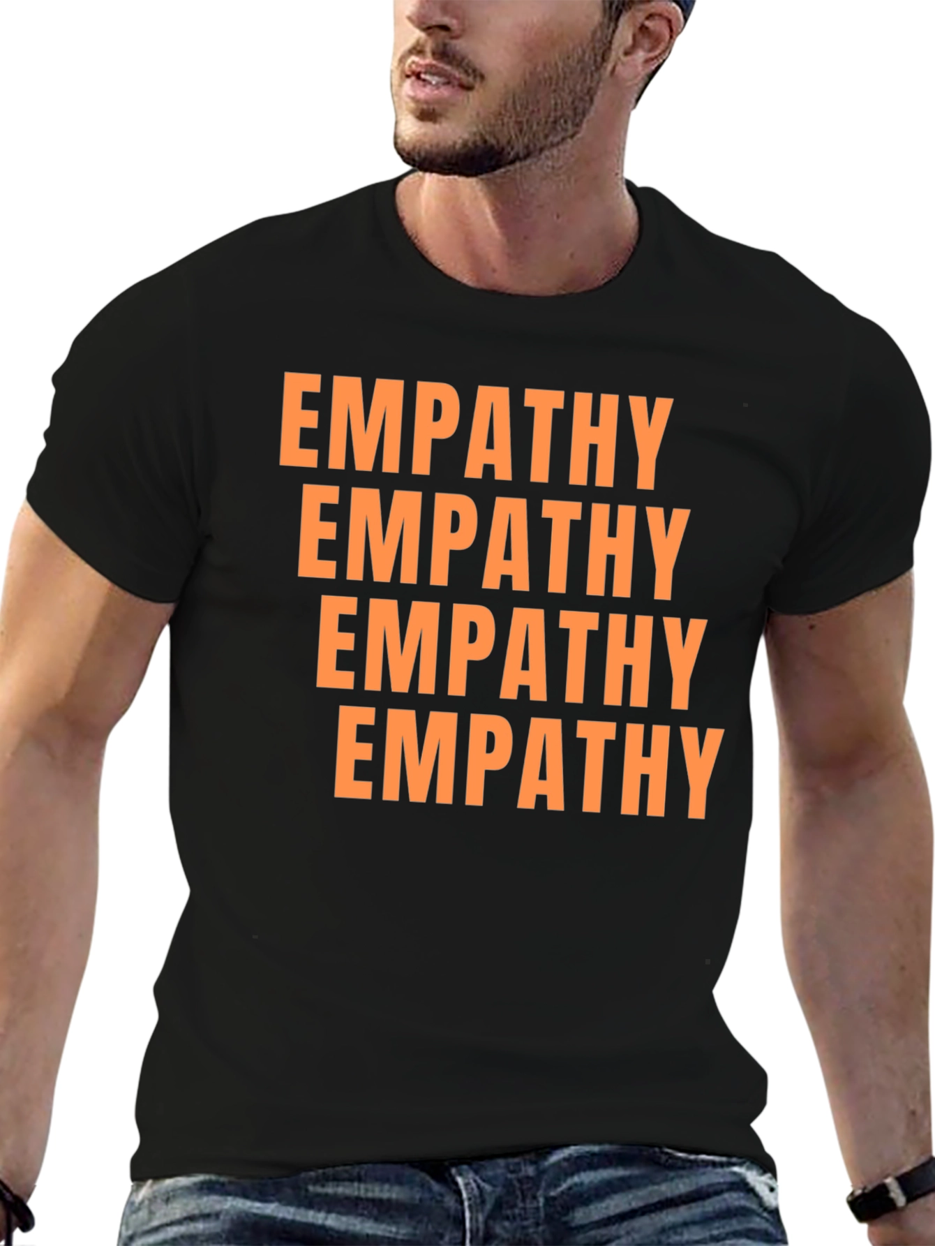 Black Empathy Graphic Tee - Unisex Black Cotton T-Shirt view 6