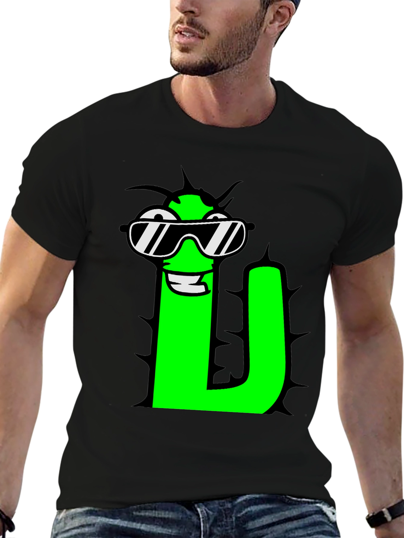 Black Cool Letter "U" Graphic T-Shirt view 6
