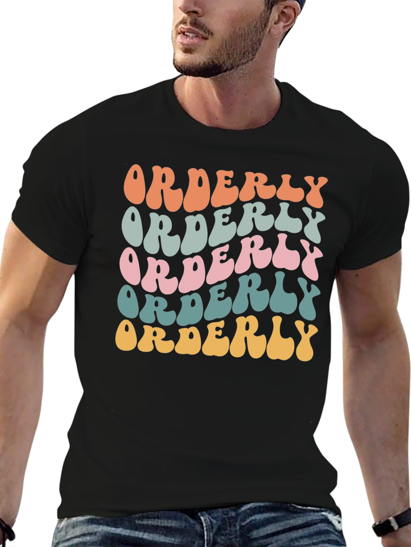 Black Orderly Retro Style Graphic Tee - Black view 6
