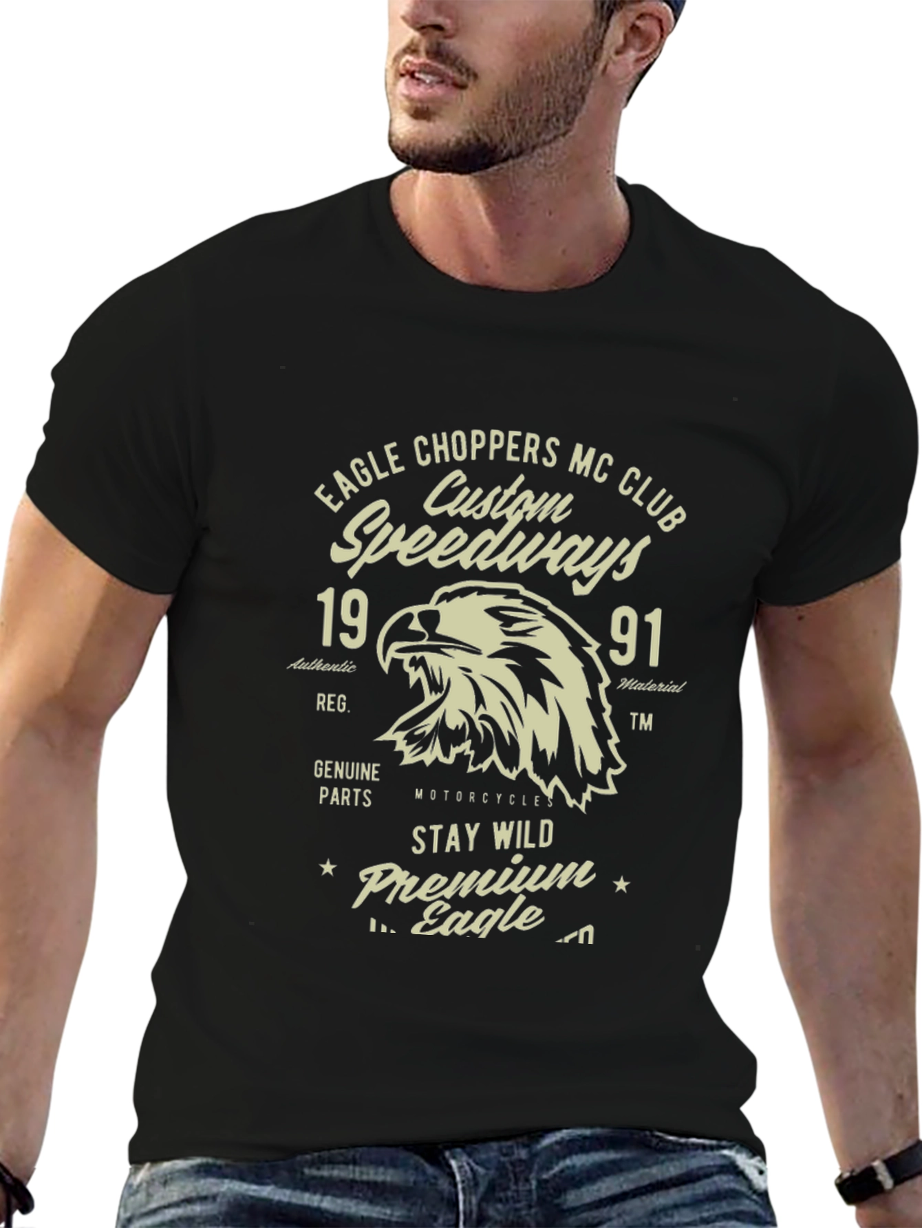 Black Eagle Choppers MC Club Black T-Shirt view 6