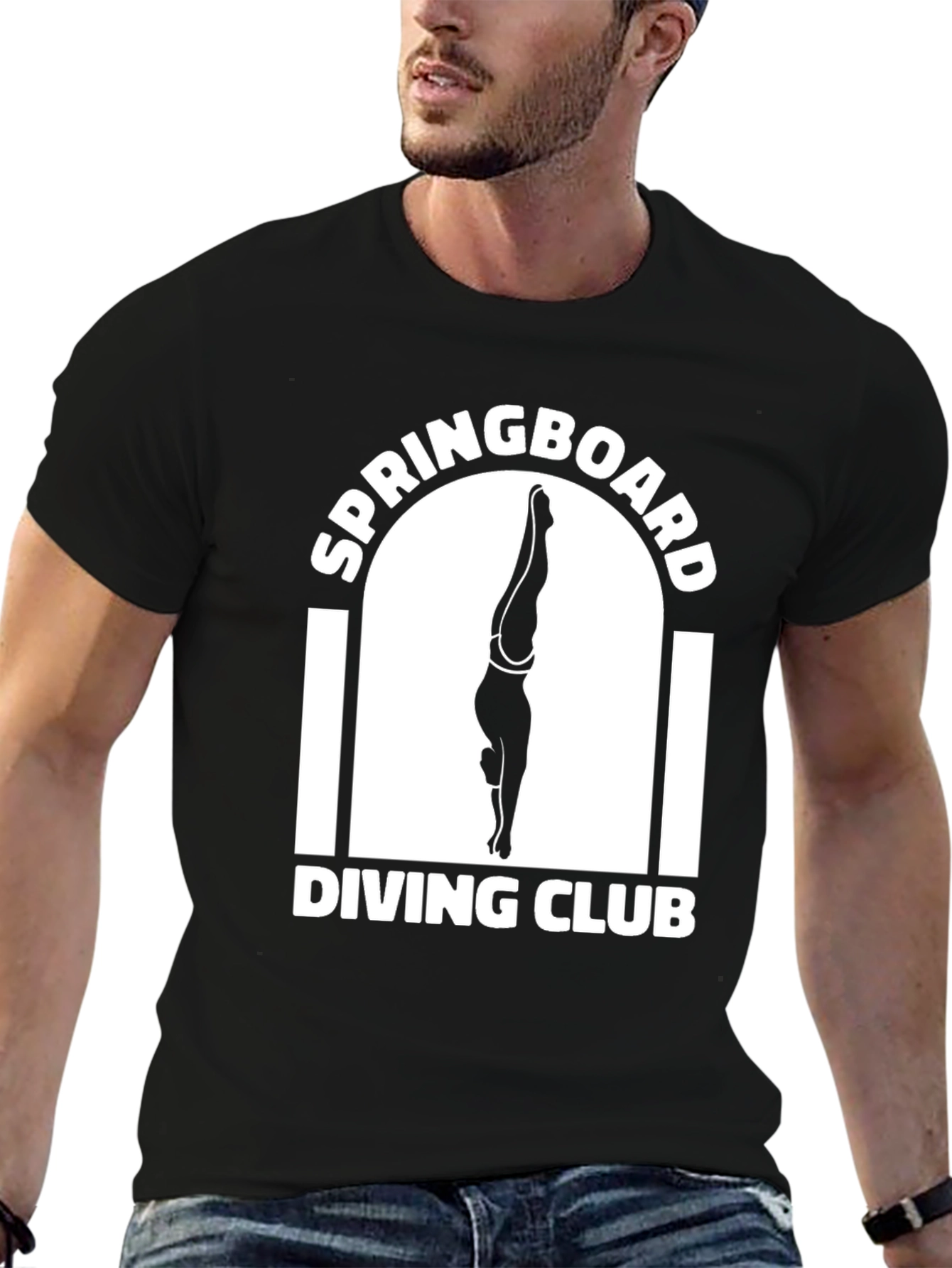 Black Springboard Diving Club T-Shirt - Black view 6