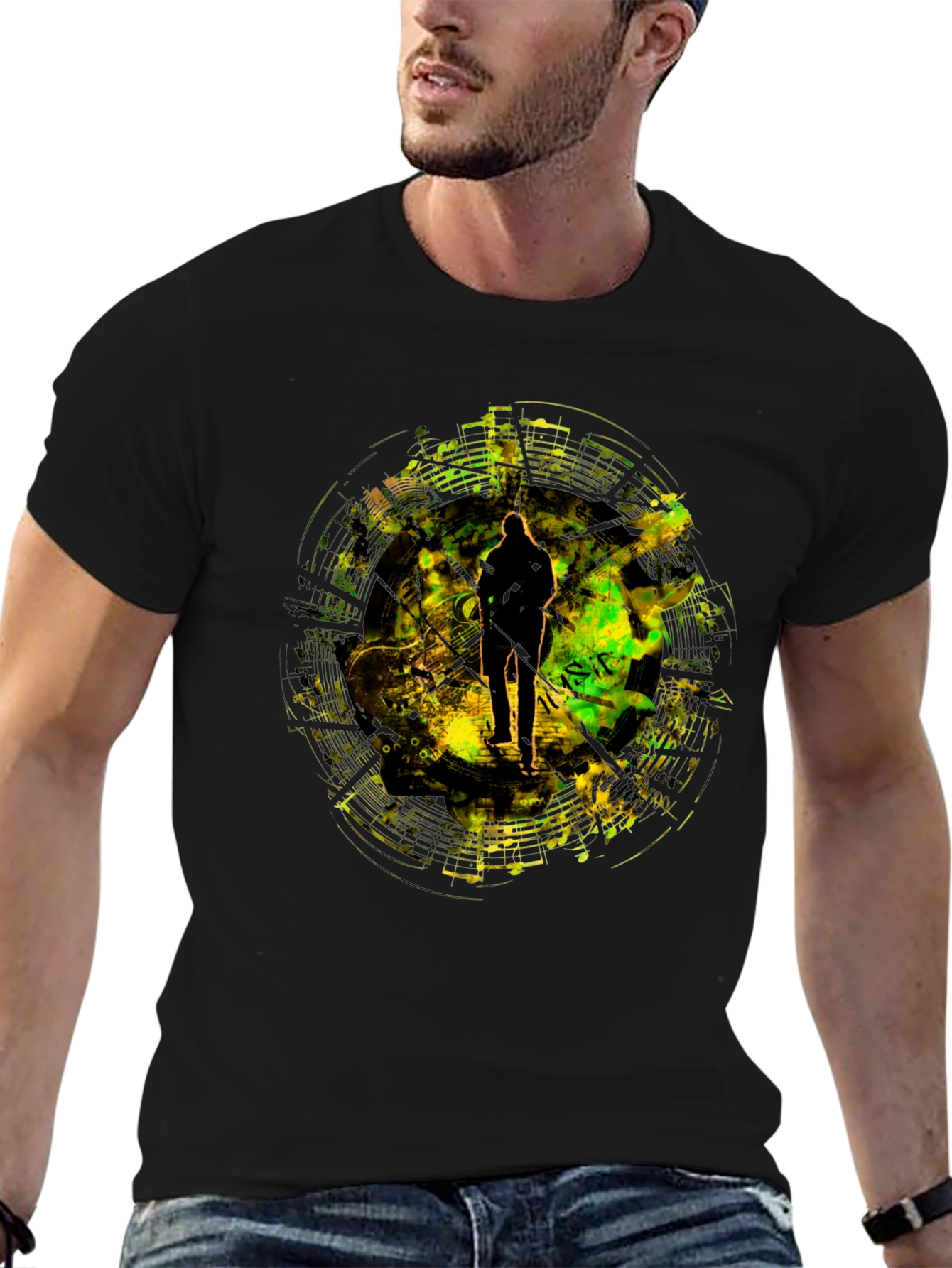 Black Abstract Silhouette Graphic T-Shirt view 6