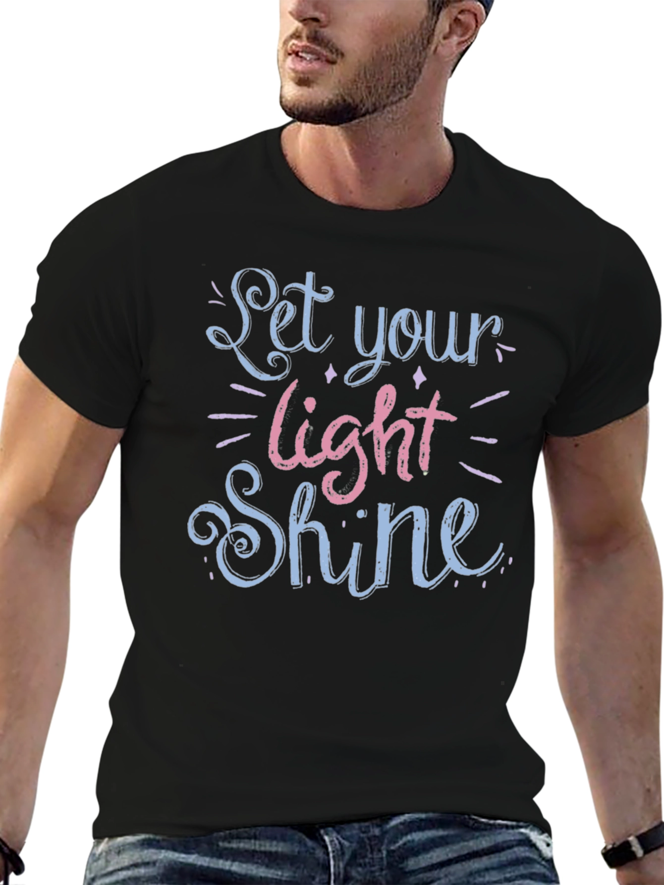 Black Let Your Light Shine Graphic Tee view 6