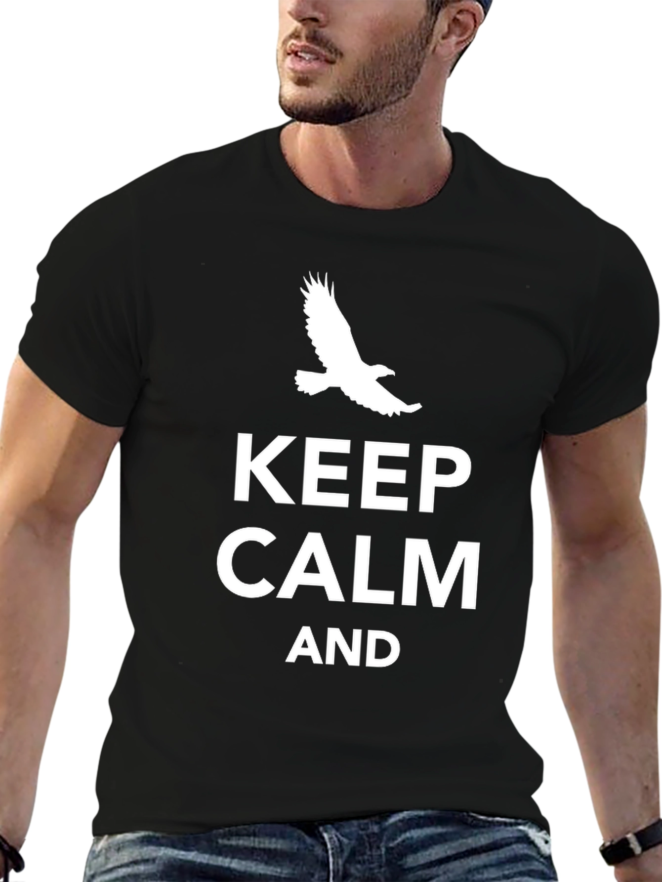 Black Keep Calm T-Shirt - Eagle Graphic Tee view 6