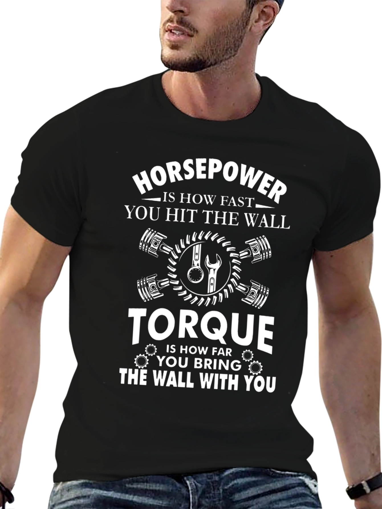 Black Horsepower Torque T-Shirt - Car Enthusiast Humor Tee view 6