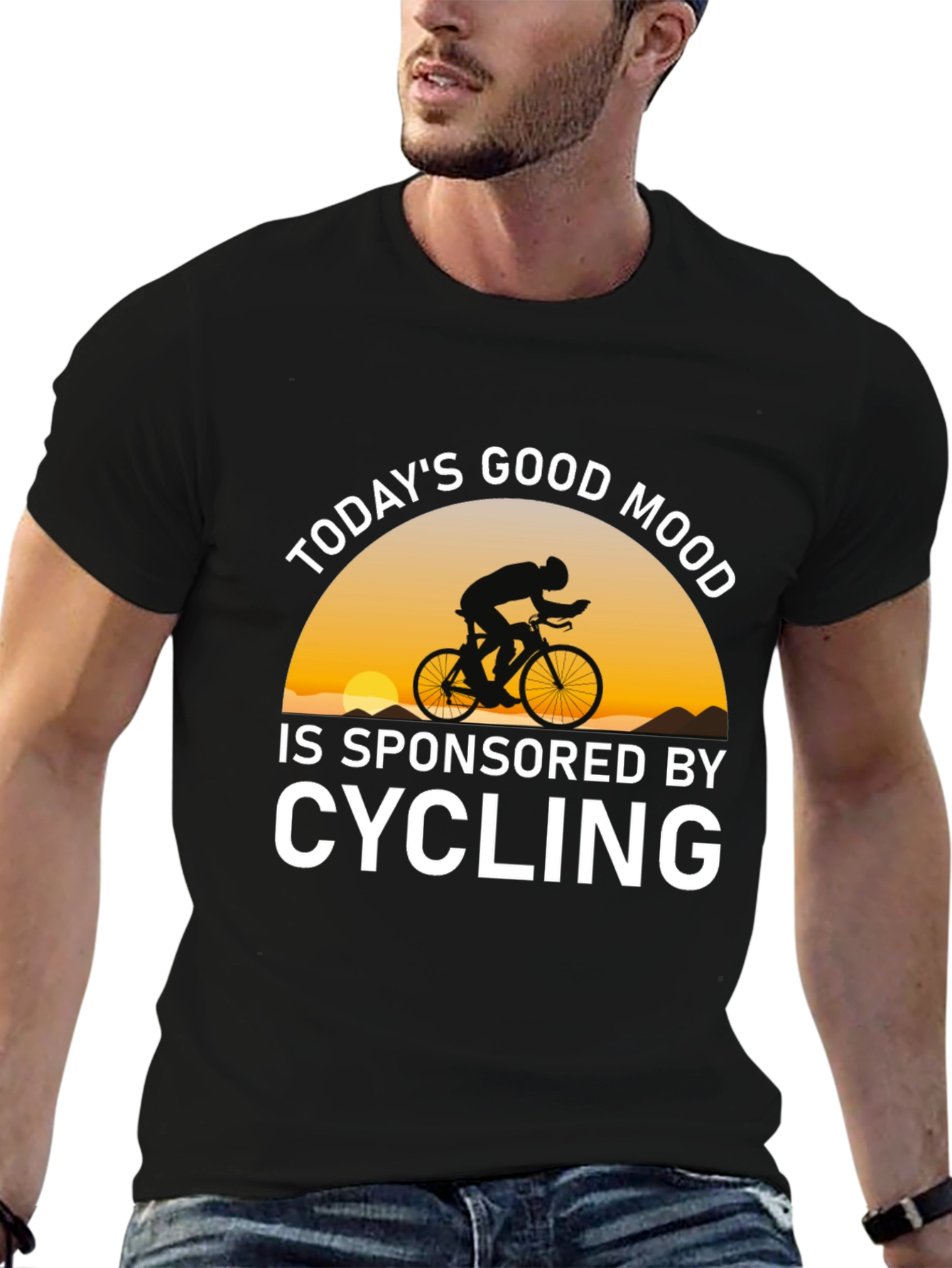 Black Cycling Sponsored Good Mood T-Shirt view 6