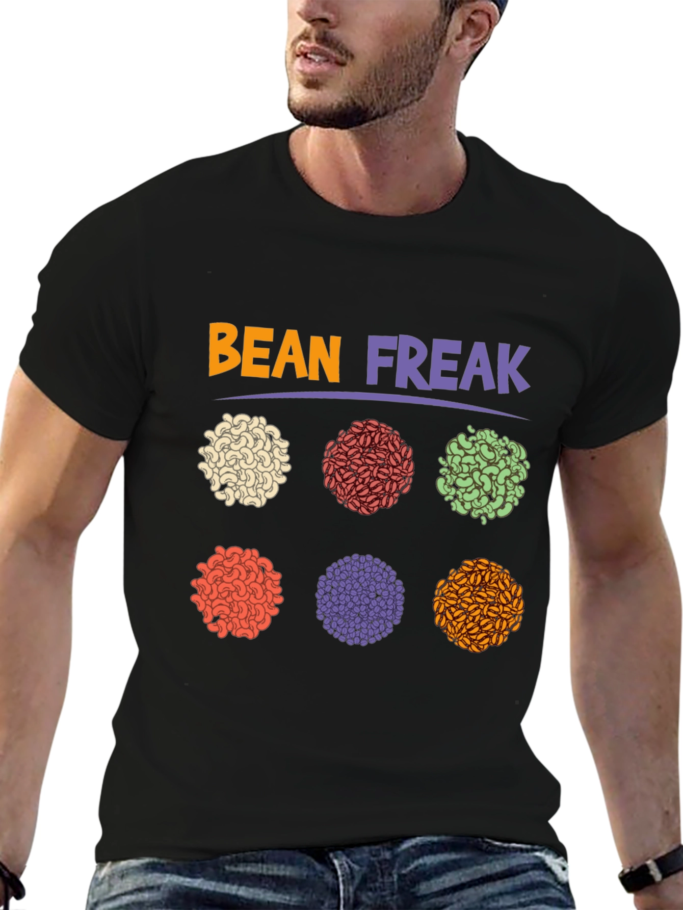 Black Bean Freak Graphic T-Shirt - Casual Wear view 6