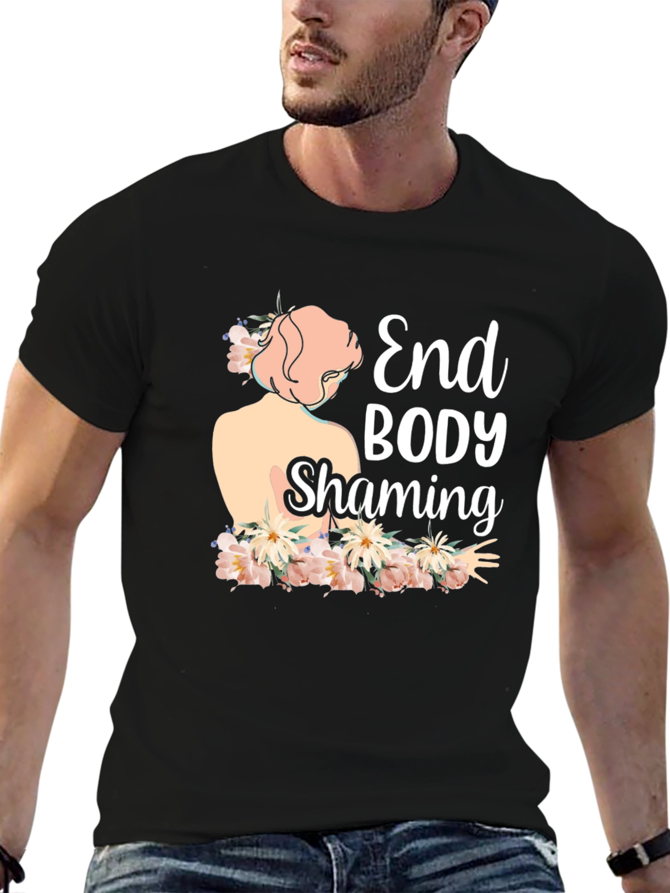 Black End Body Shaming Graphic Tee - Empowering Black T-Shirt view 6