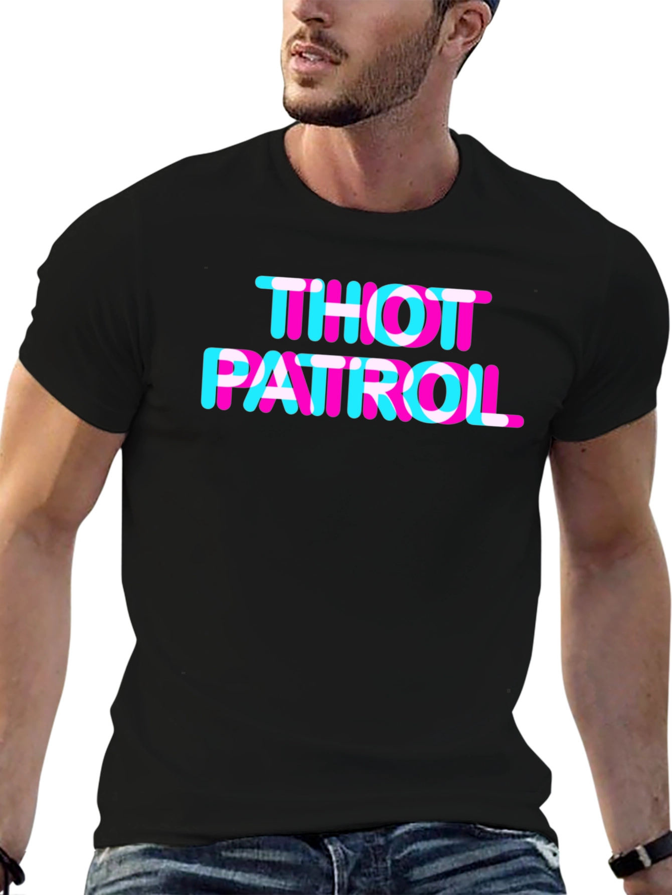 Black THOT PATROL Graphic Tee - TikTok Trend Inspired view 6