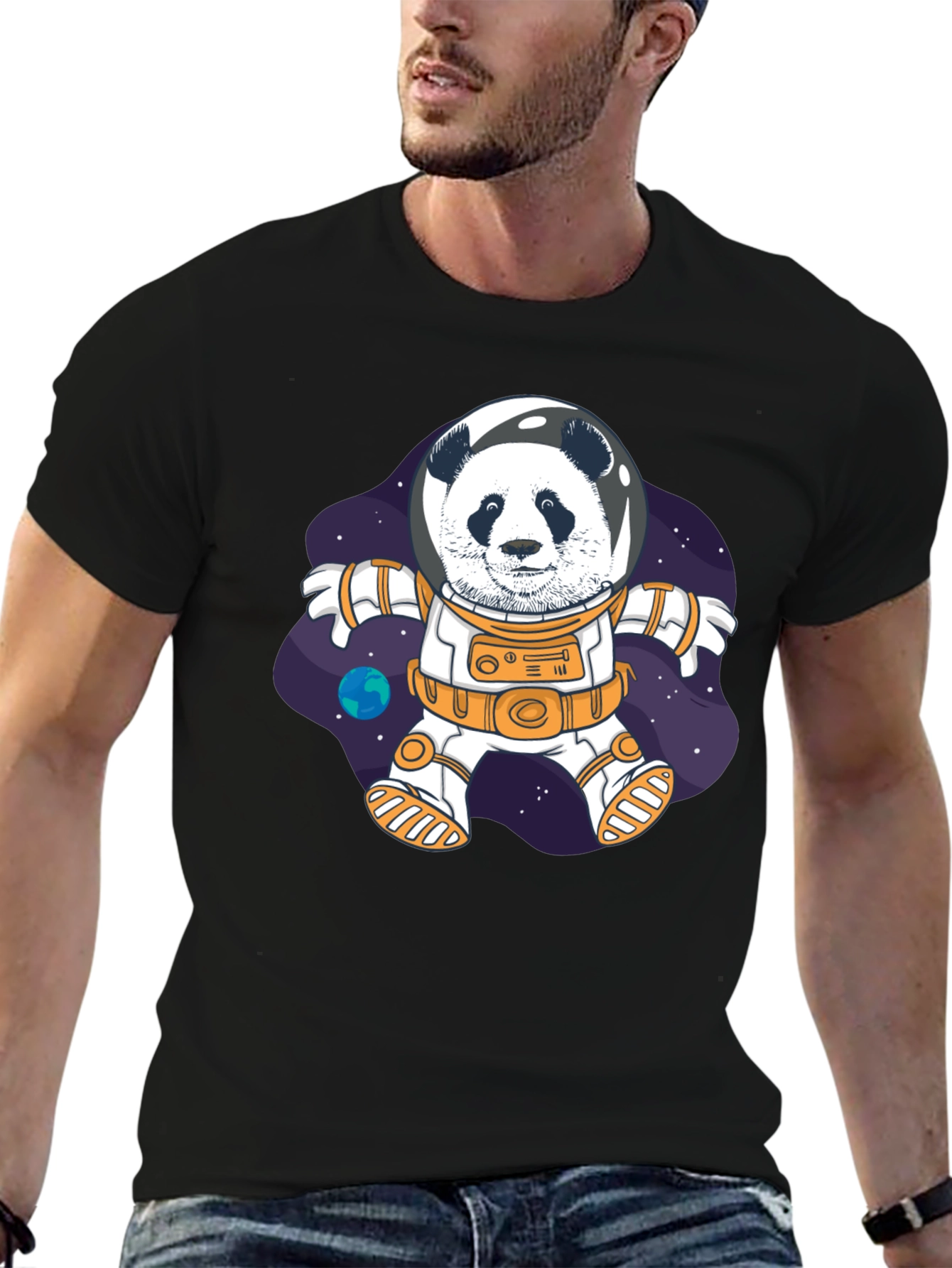 Black Panda Astronaut T-Shirt - Space Explorer Tee view 6