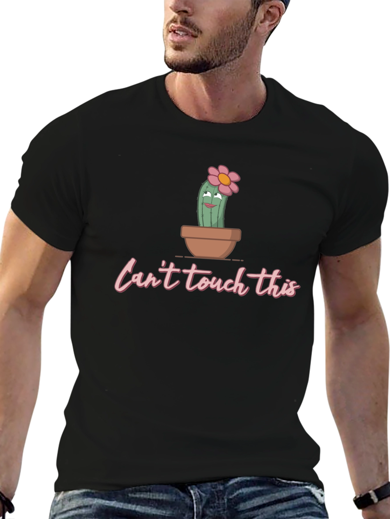 Black Can't Touch This Cactus T-Shirt - Funny Graphic Tee view 6