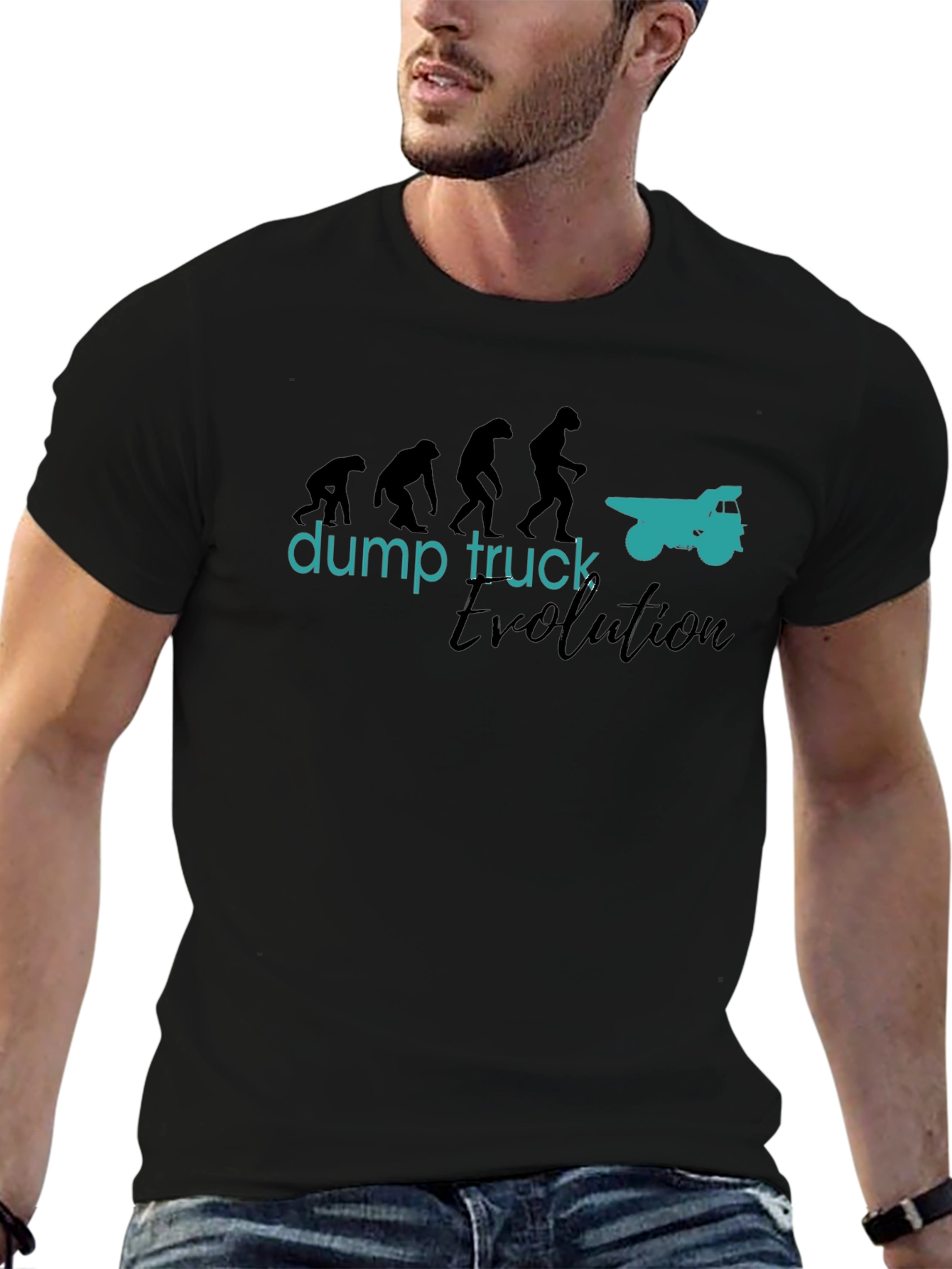 Black Dump Truck Evolution T-Shirt - Funny Construction Tee view 6
