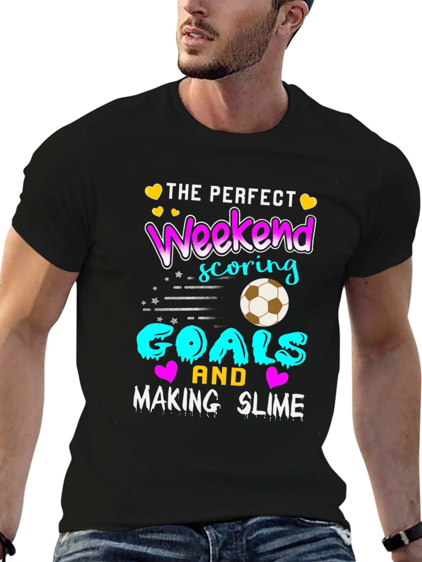 Black Perfect Weekend Soccer Goals & Slime T-Shirt view 6