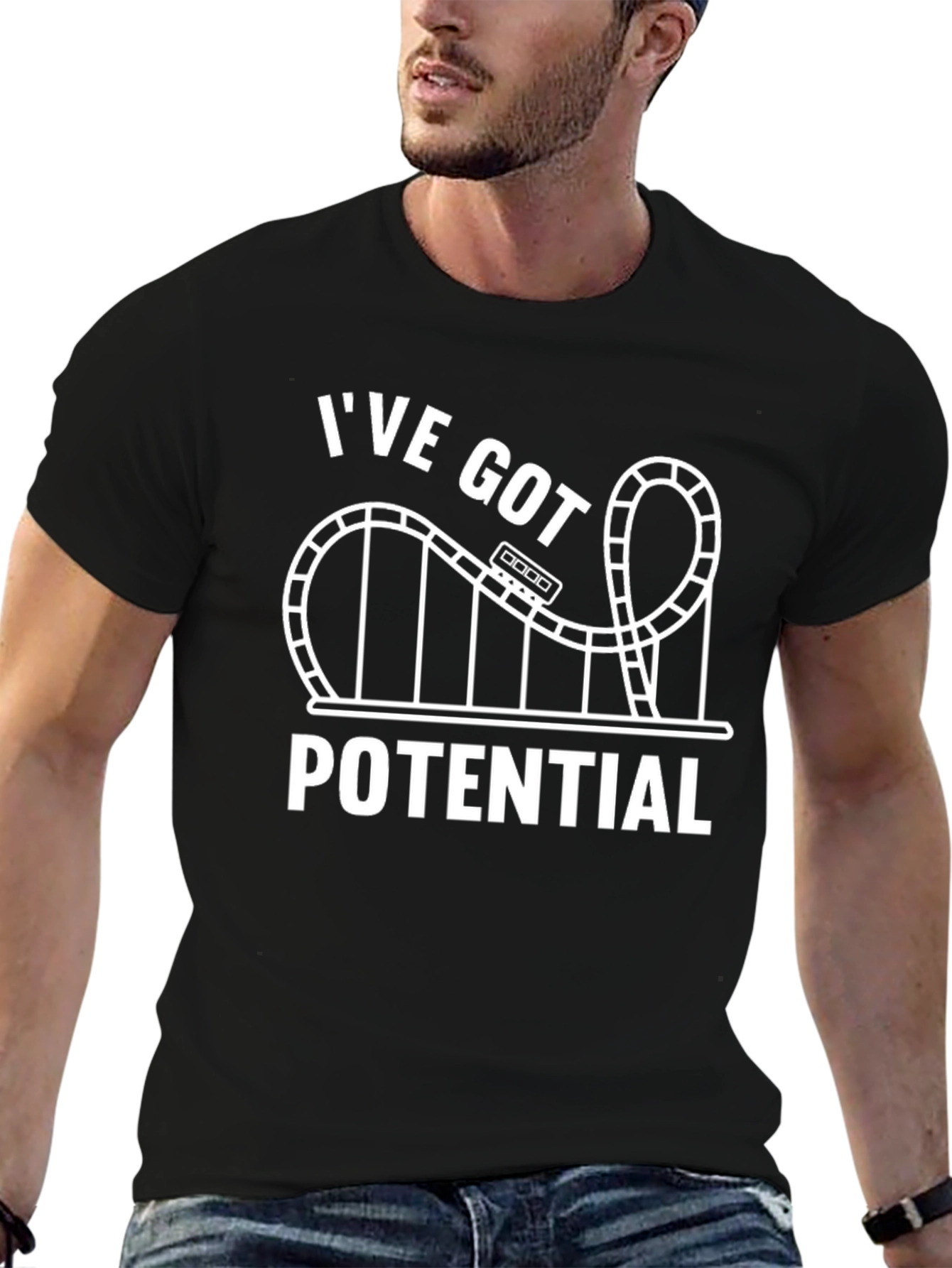 Black I've Got Potential Rollercoaster T-Shirt view 6