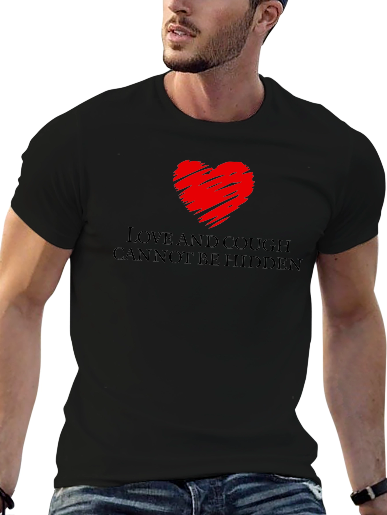 Black Love and Cough T-Shirt - Can't Be Hidden view 6